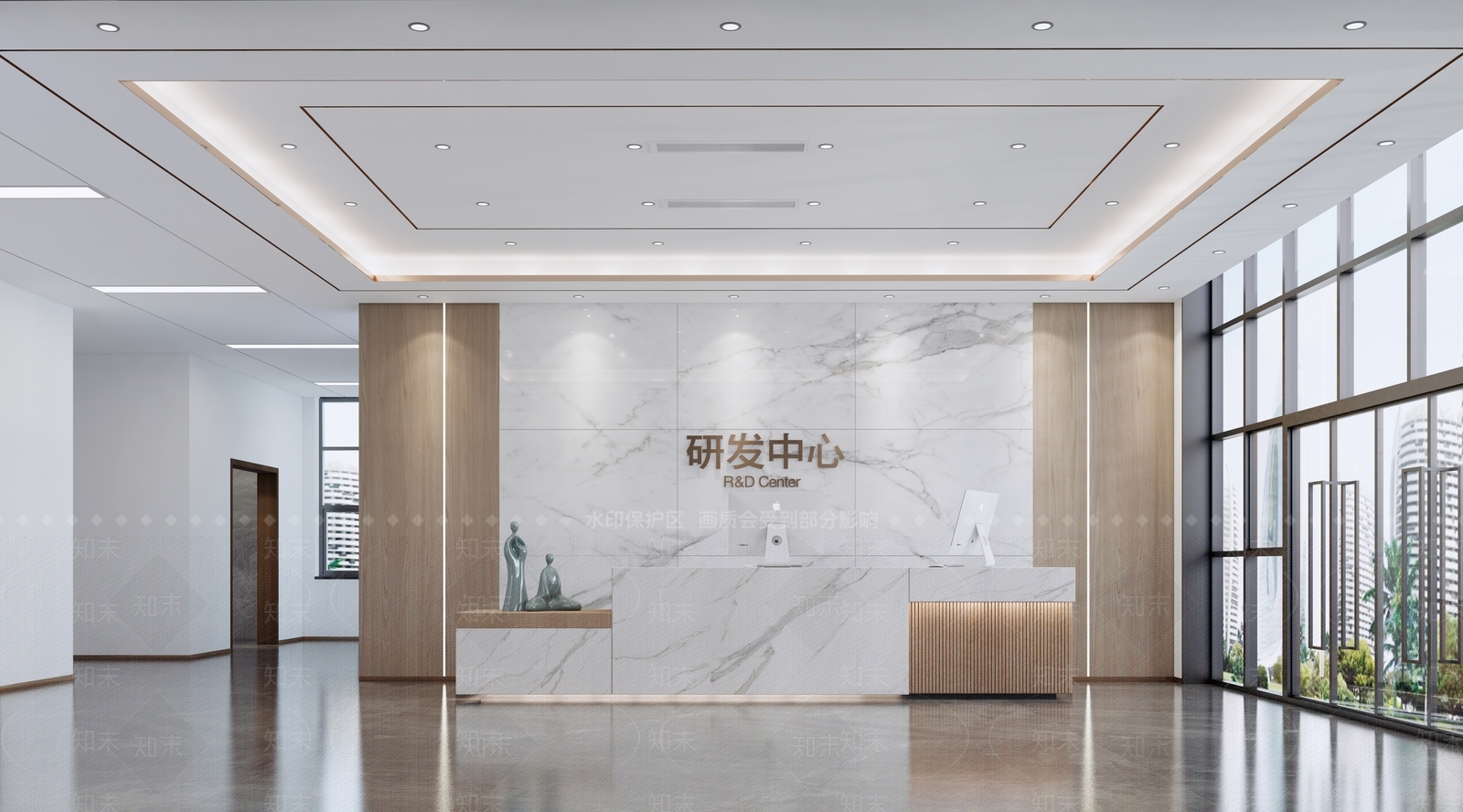 现代极简办公大堂SU模型下载【ID:1195128130】