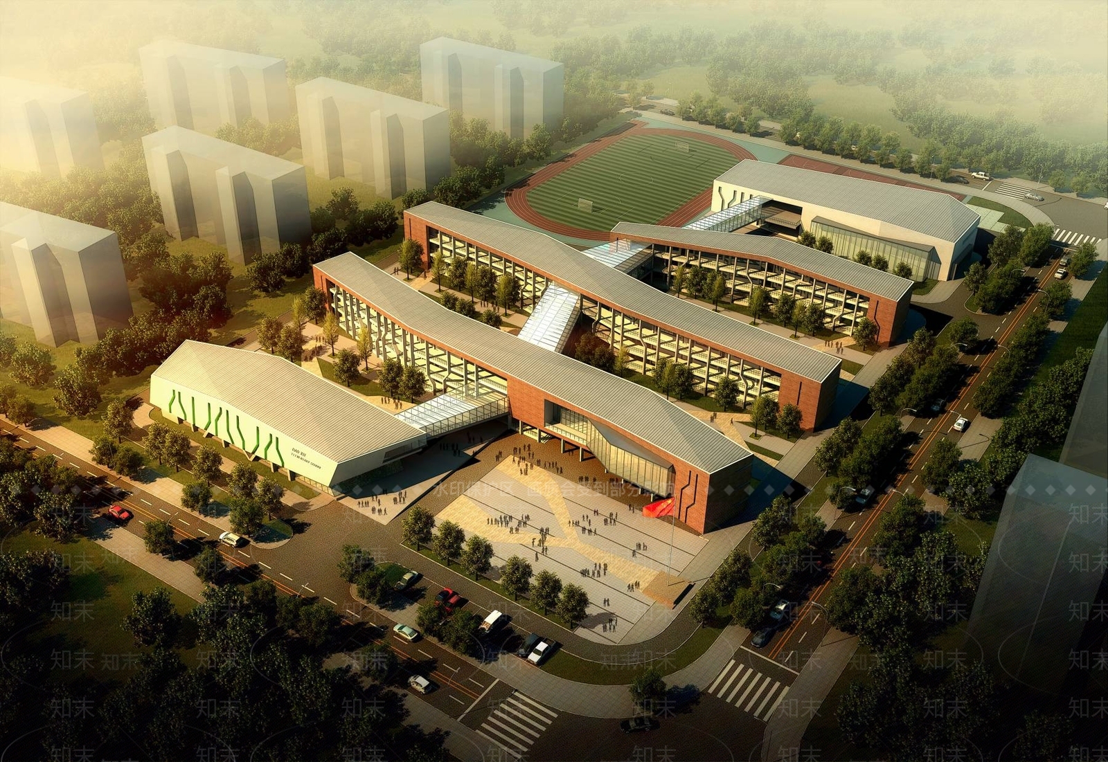 现代学校外观3D模型下载【ID:1195128995】