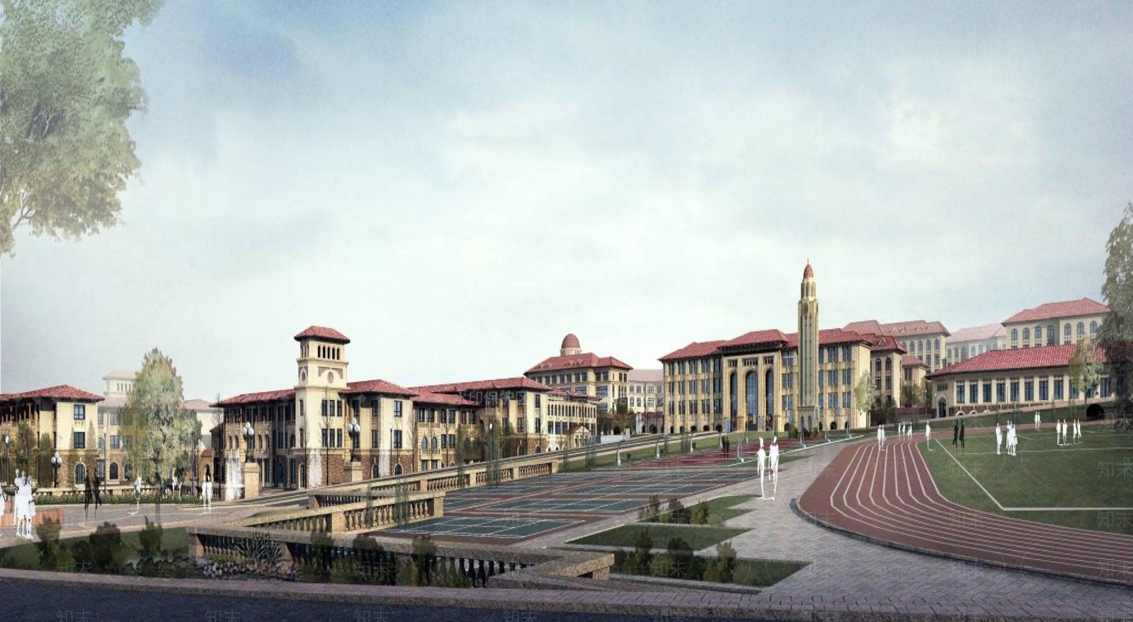 欧式学校外观3D模型下载【ID:1195130540】