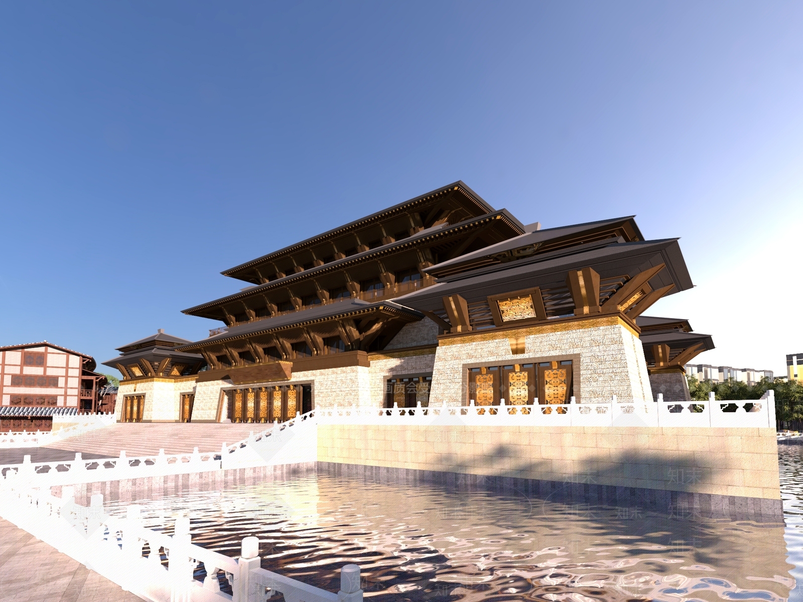 中式中古古建3D模型下载【ID:1195131489】