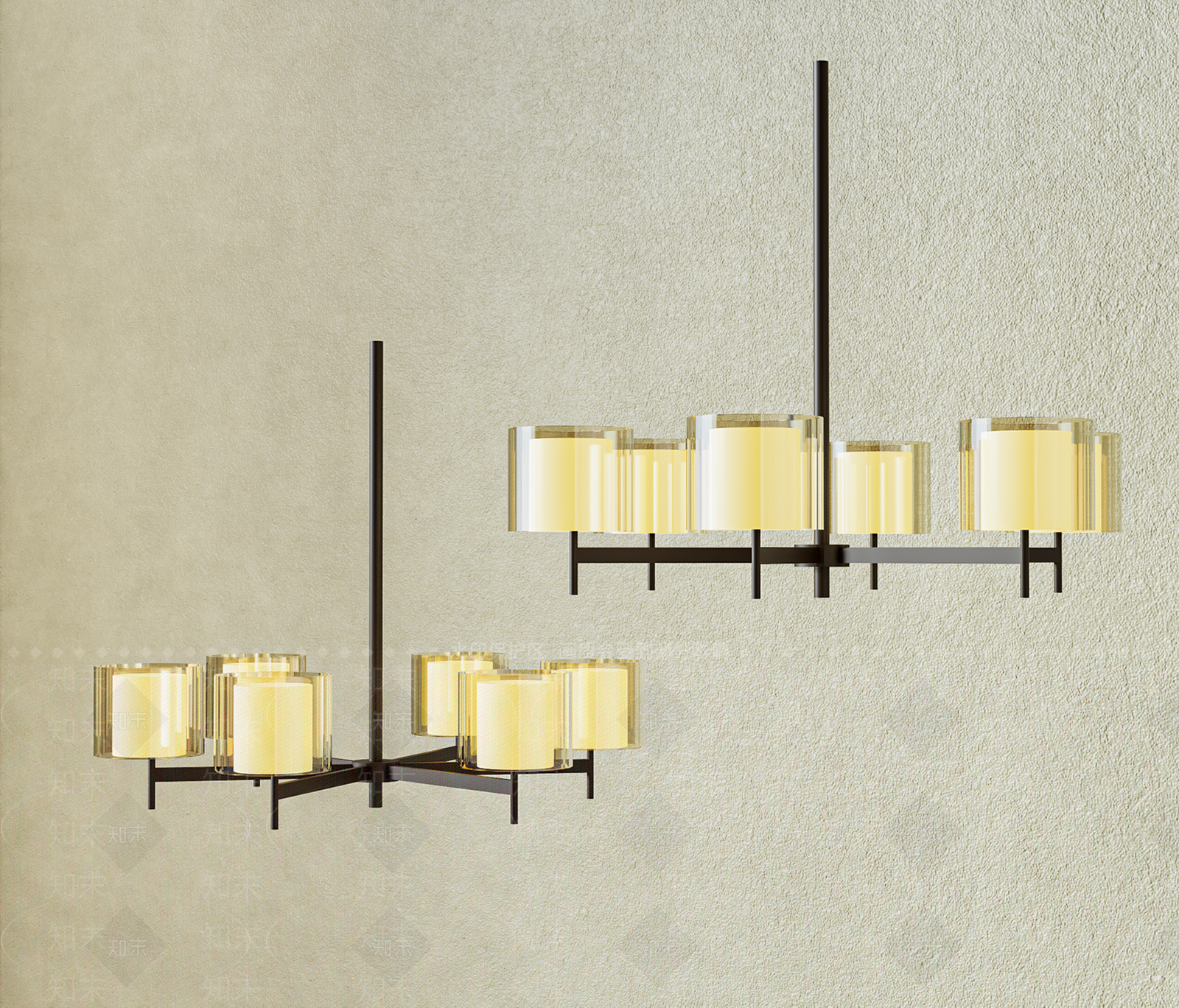 新中式中式客厅吊灯3D模型下载【ID:1195132423】