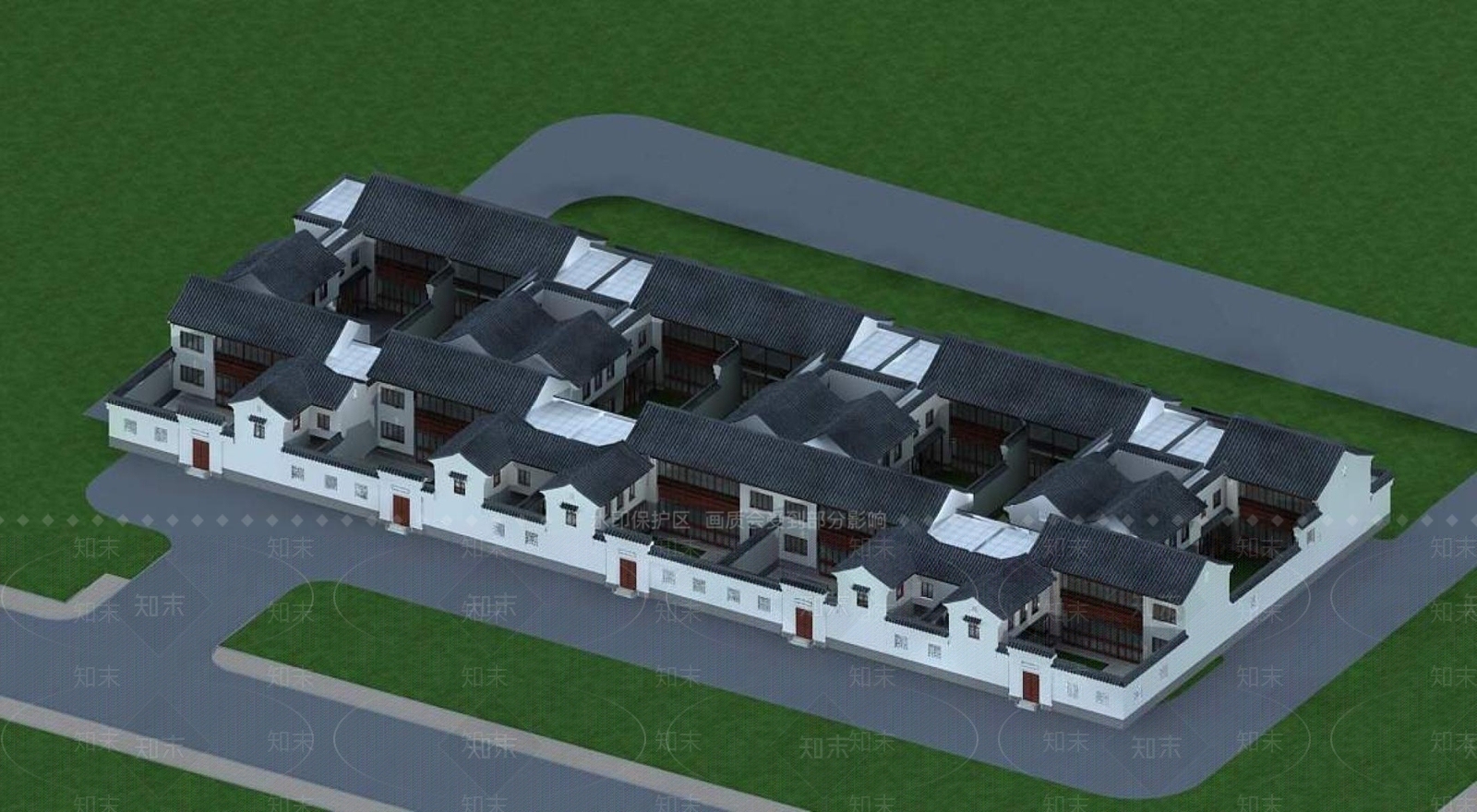 中式四合院3D模型下载【ID:1195132492】