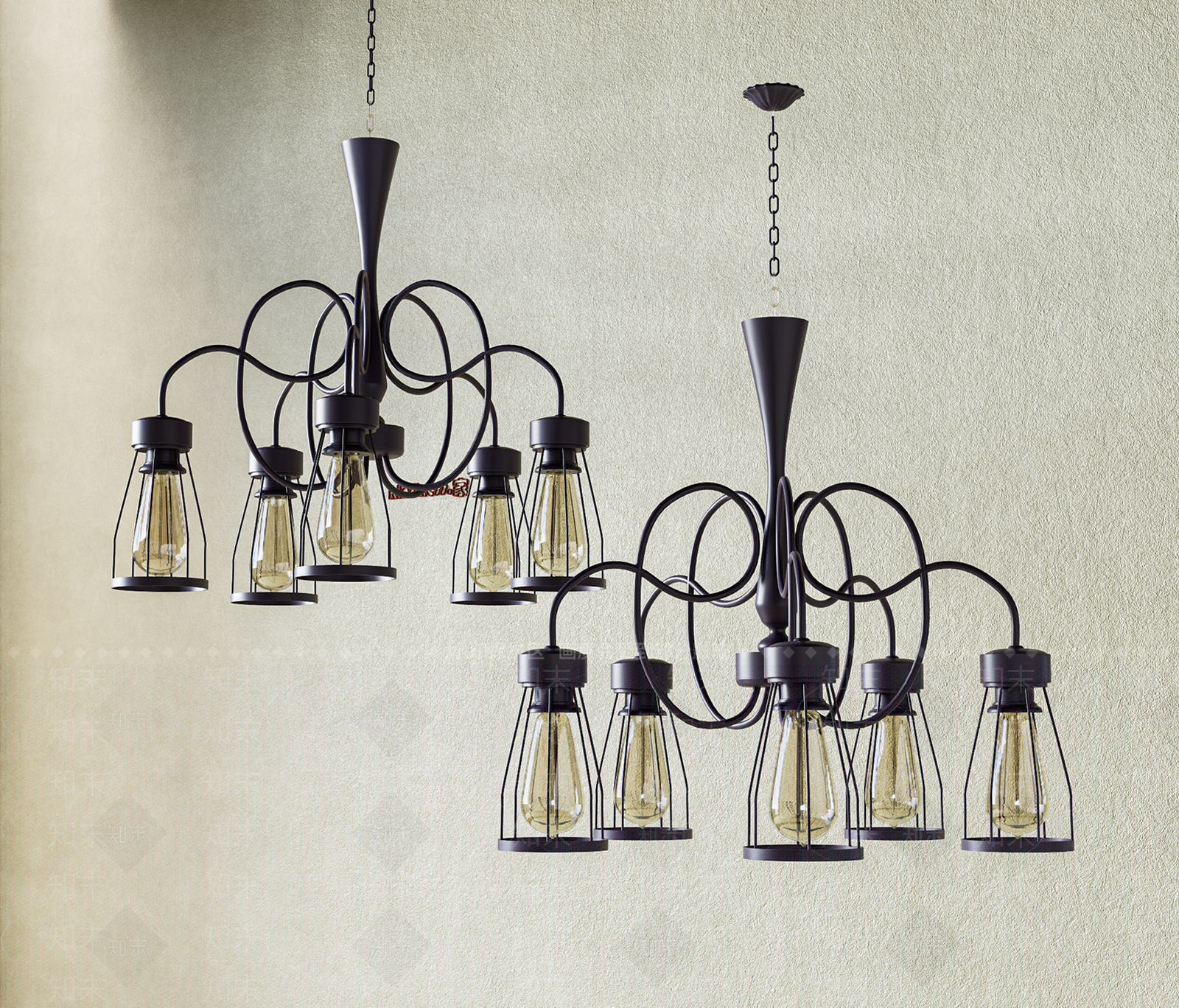 法式美式客厅吊灯3D模型下载【ID:1195133273】