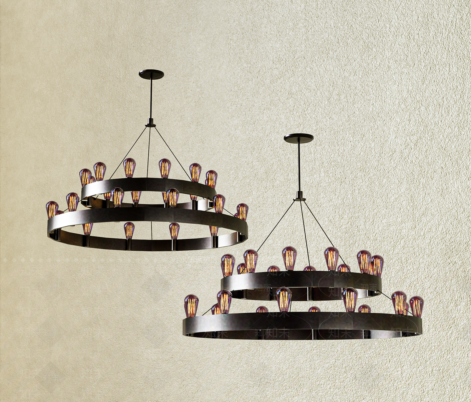 工业复古客厅吊灯3D模型下载【ID:1195133986】