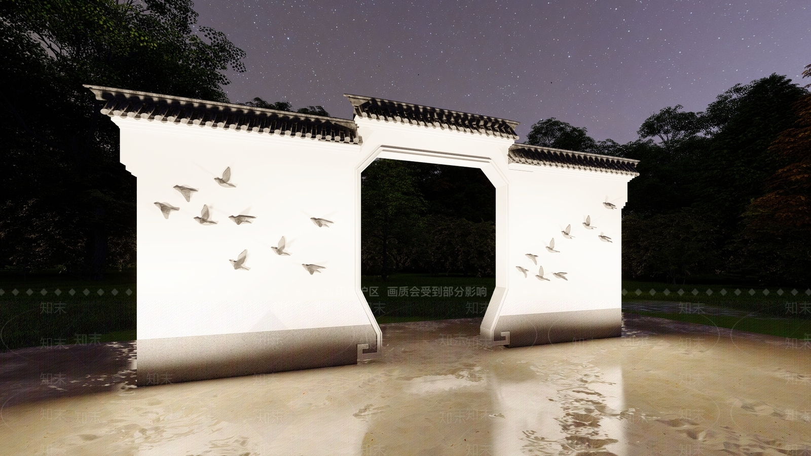 新中式景墙SU模型下载【ID:1195133960】