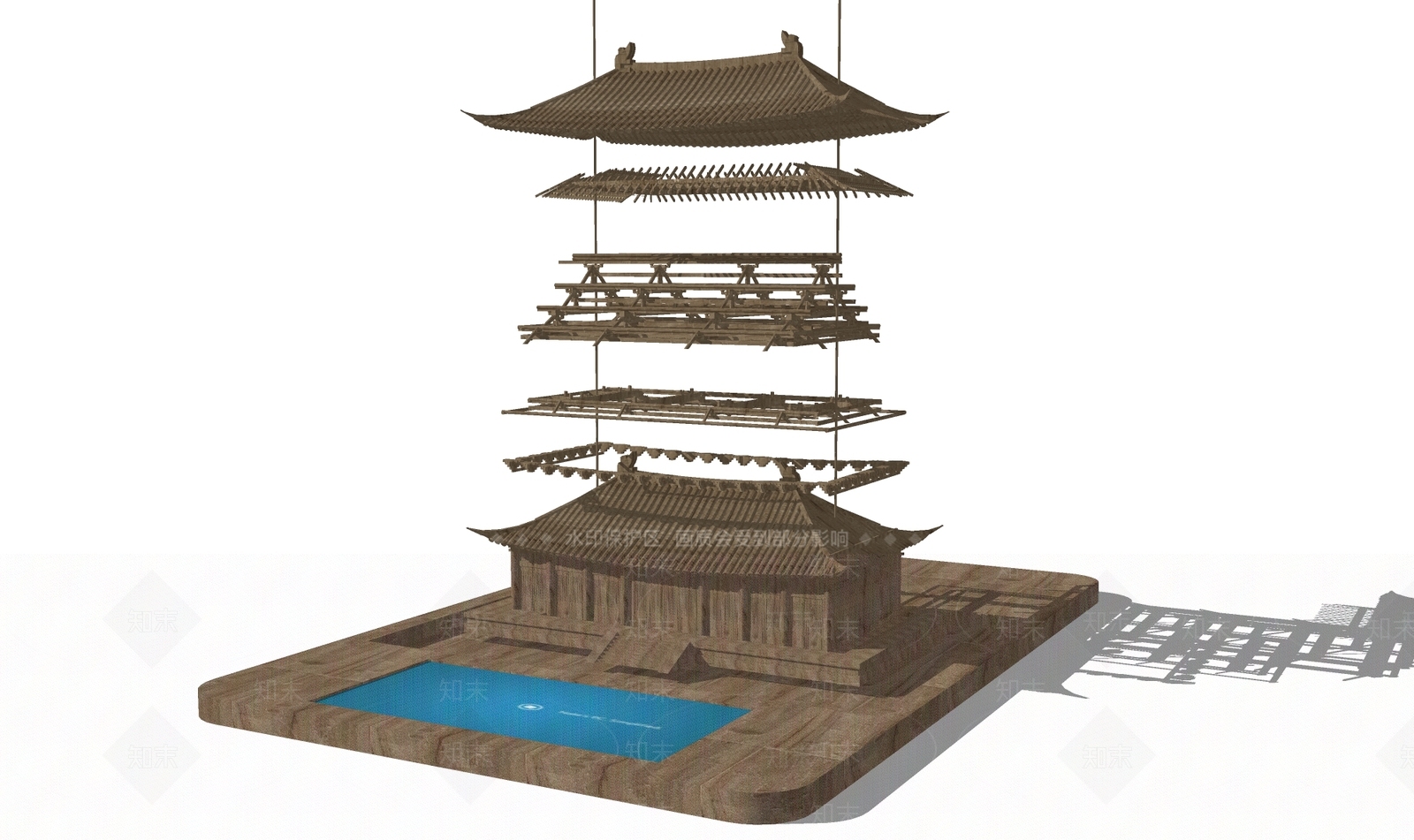 中式雕塑小品SU模型下载【ID:1195135142】