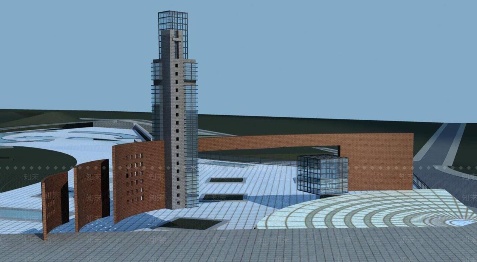 现代学校外观3D模型下载【ID:1195135518】