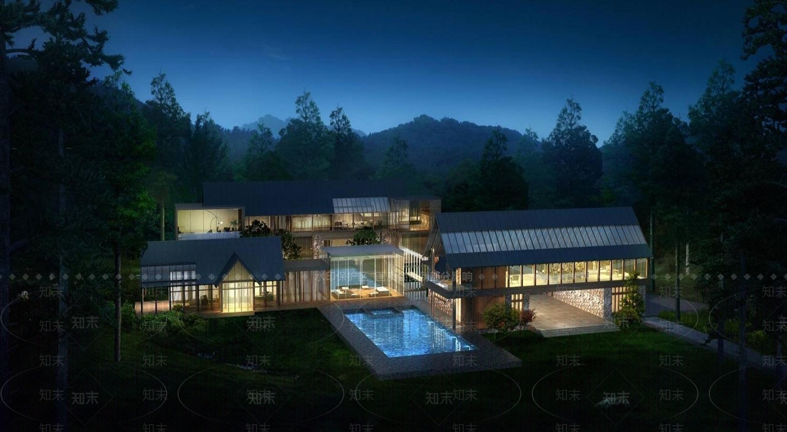 现代别墅外观3D模型下载【ID:1195137221】