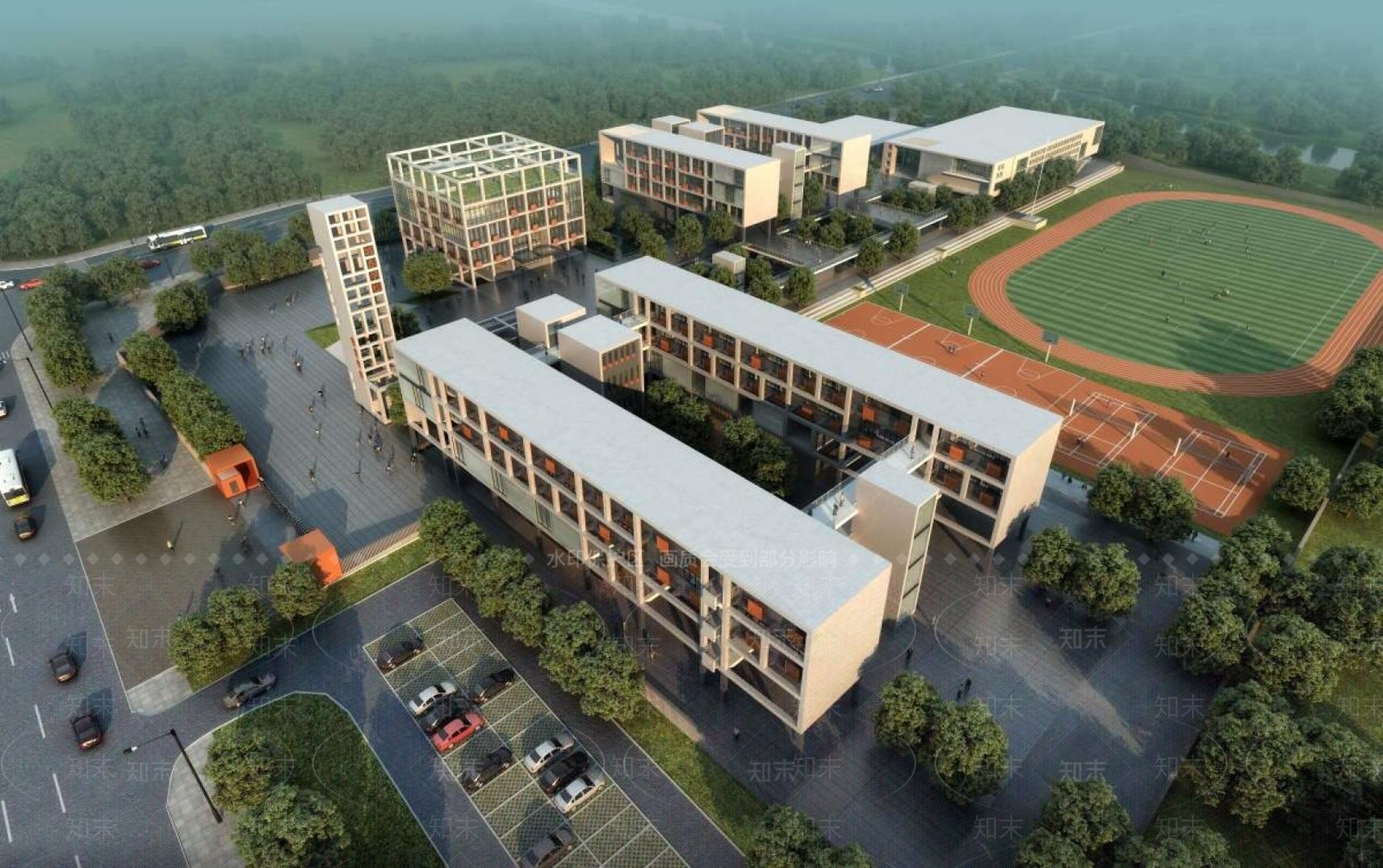 现代学校外观3D模型下载【ID:1195138191】