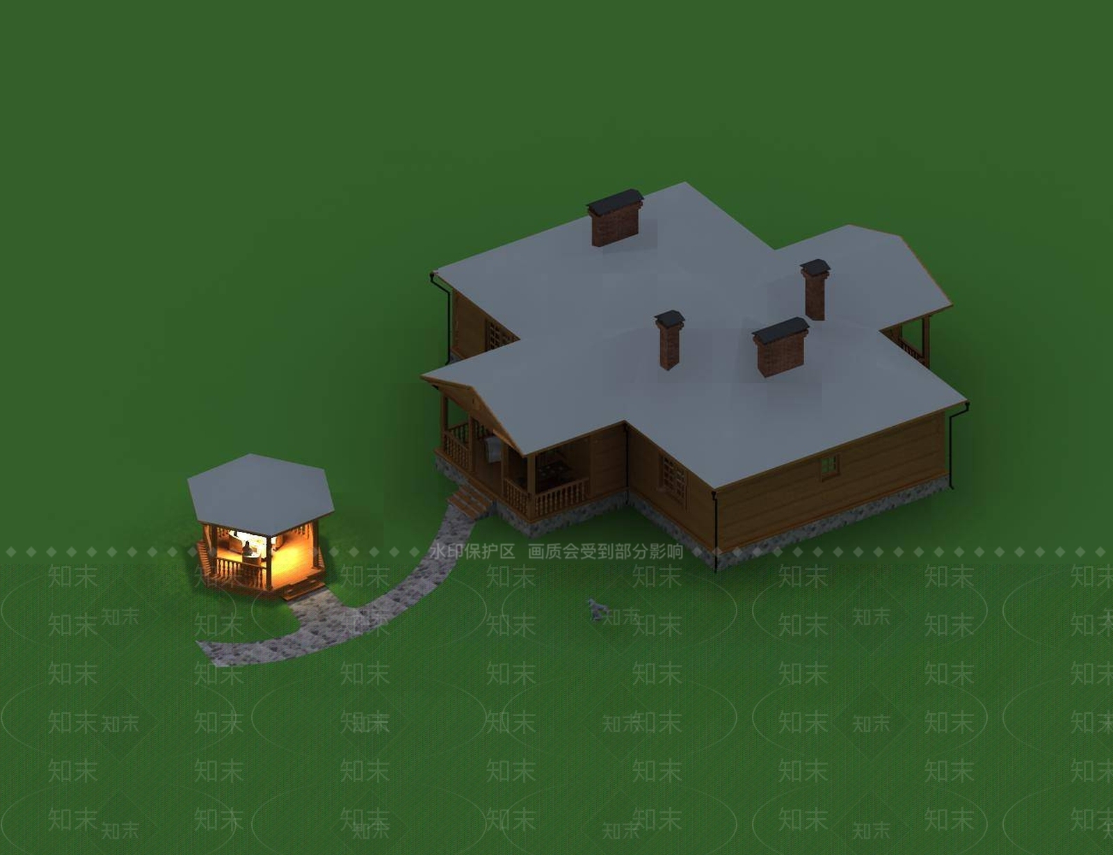 欧式别墅外观3D模型下载【ID:1195138983】
