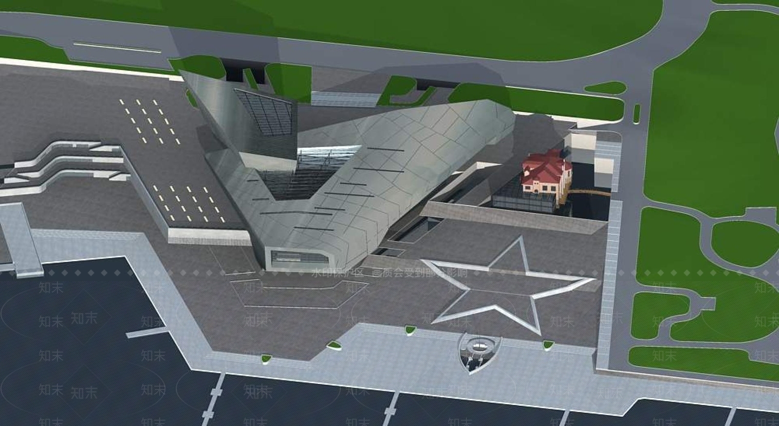 现代图书馆外观3D模型下载【ID:1195141135】