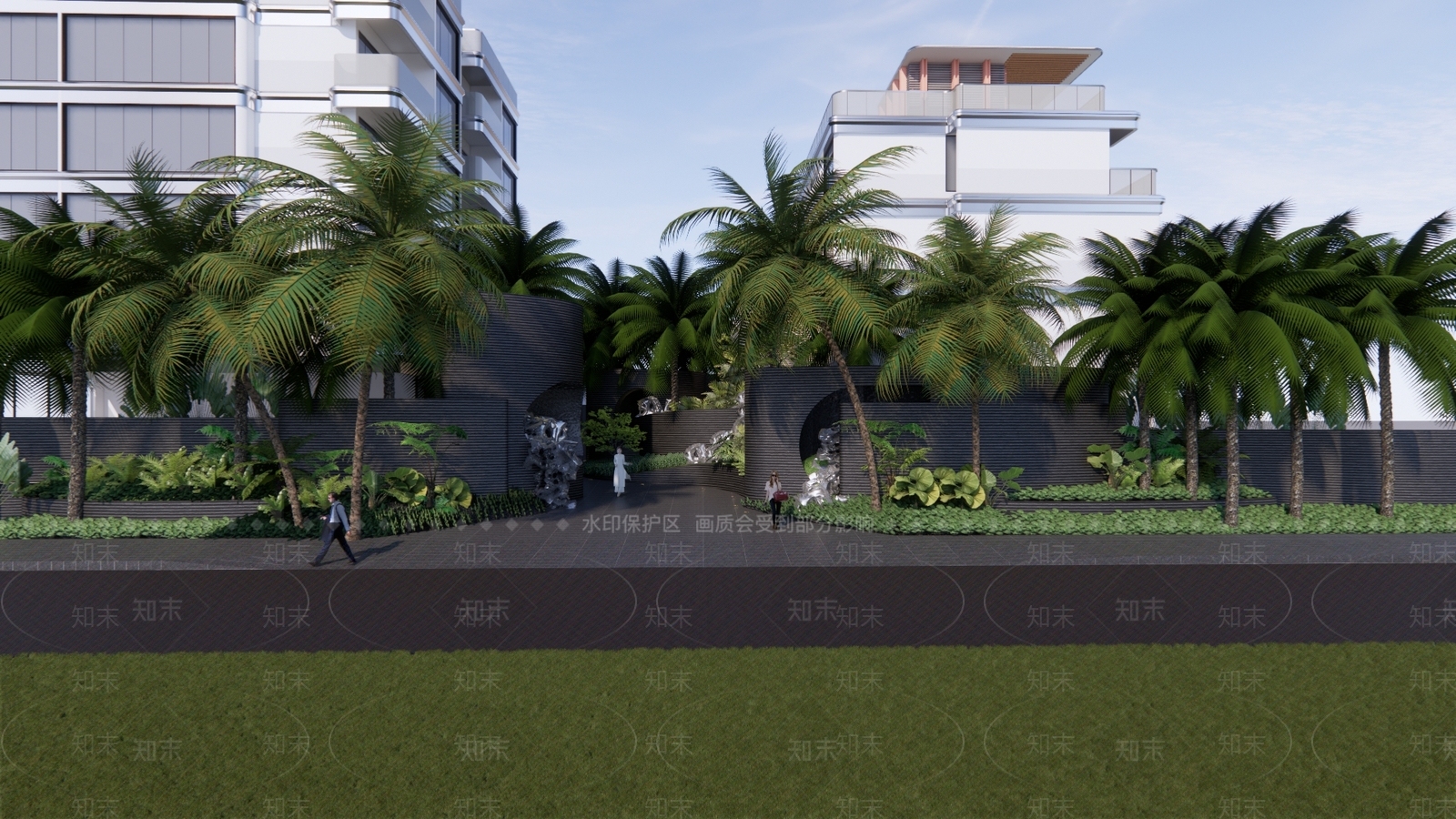 现代小区景观SU模型下载【ID:1195141555】