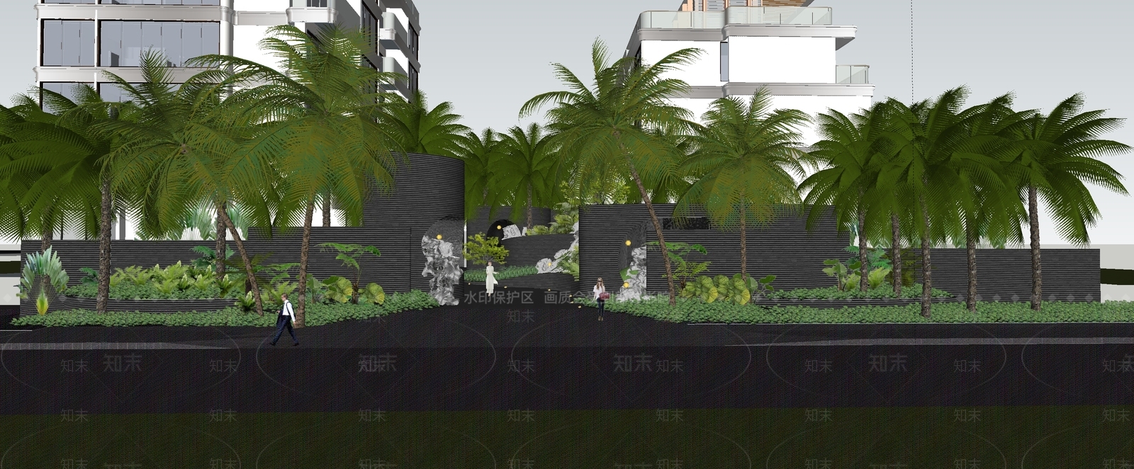 现代小区景观SU模型下载【ID:1195141555】