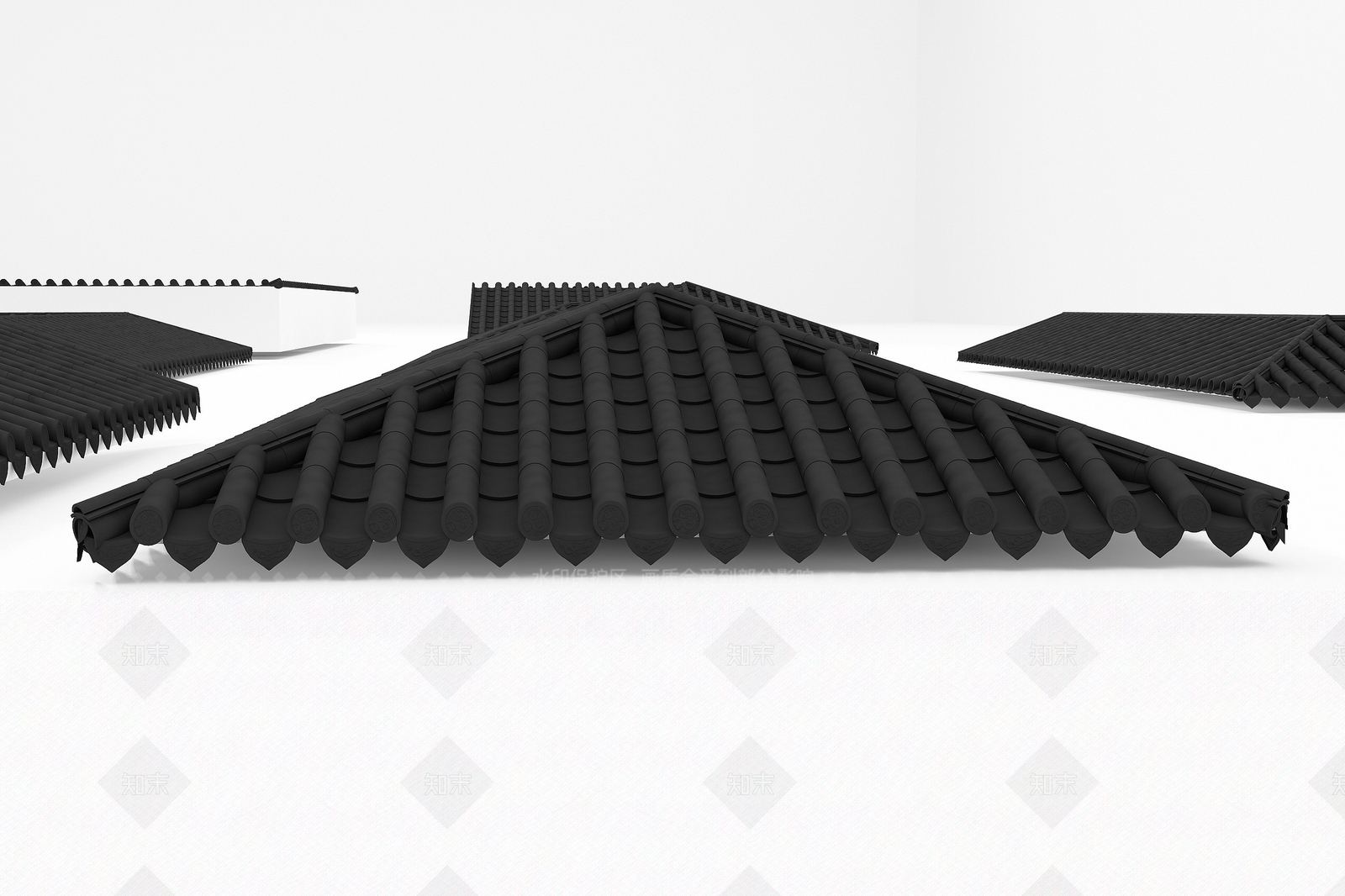 现代屋顶瓦片3D模型下载【ID:1195142223】