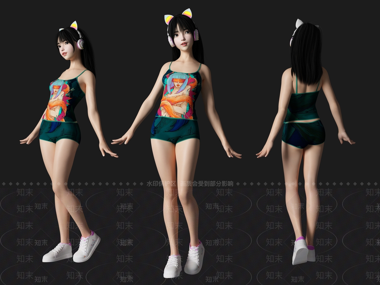 现代学生美女人物3D模型下载【ID:1195142930】