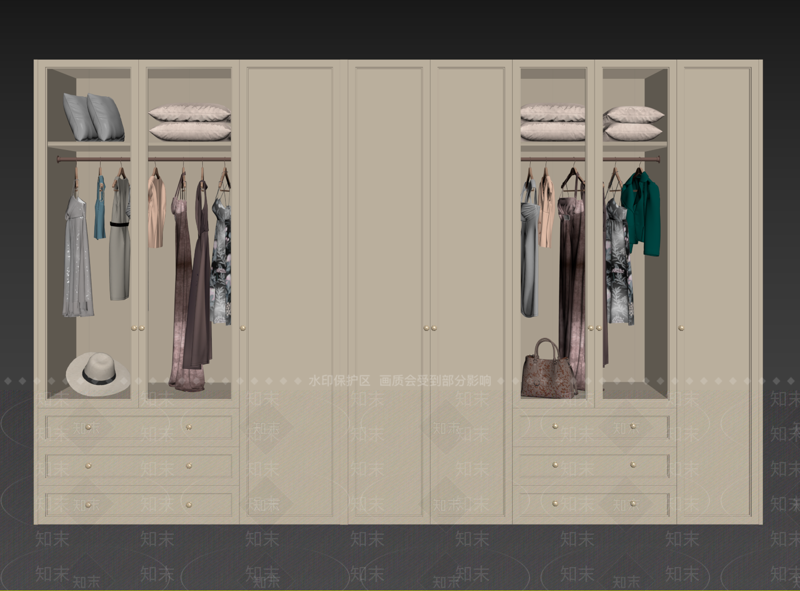 法式欧式衣柜SU模型下载【ID:1195143441】