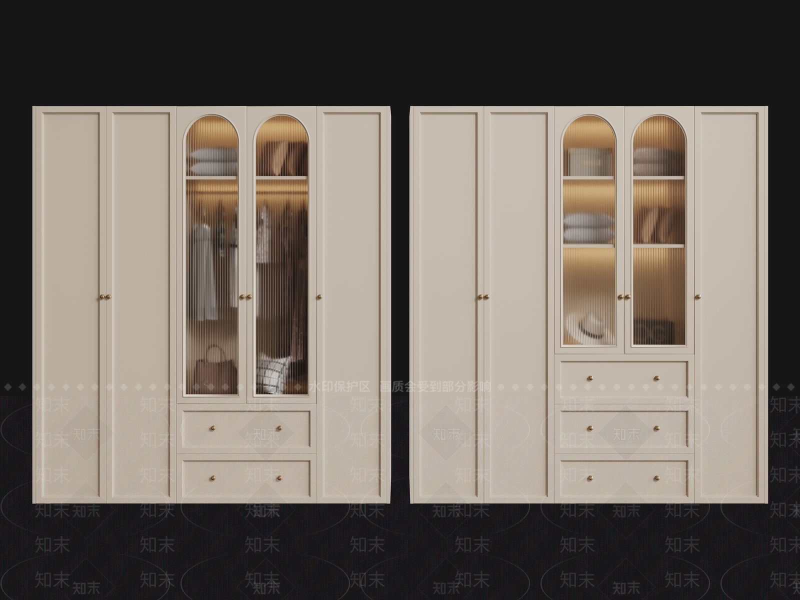 法式欧式衣柜SU模型下载【ID:1195143425】