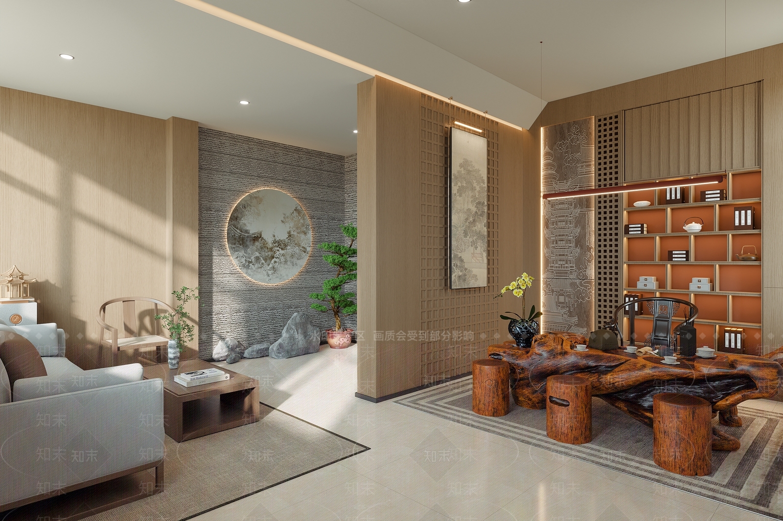 新中式禅意接待室3D模型下载【ID:1195144362】