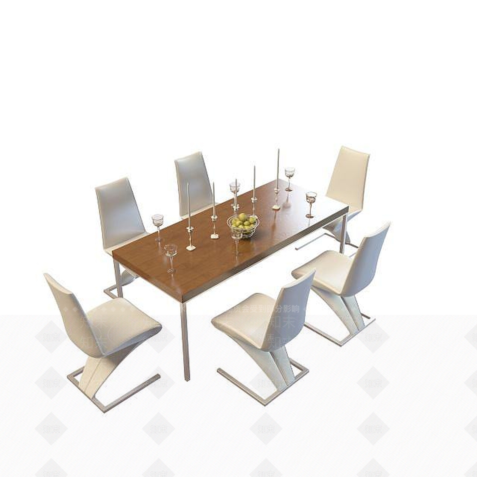 现代条形餐桌3D模型下载【ID:1195145691】