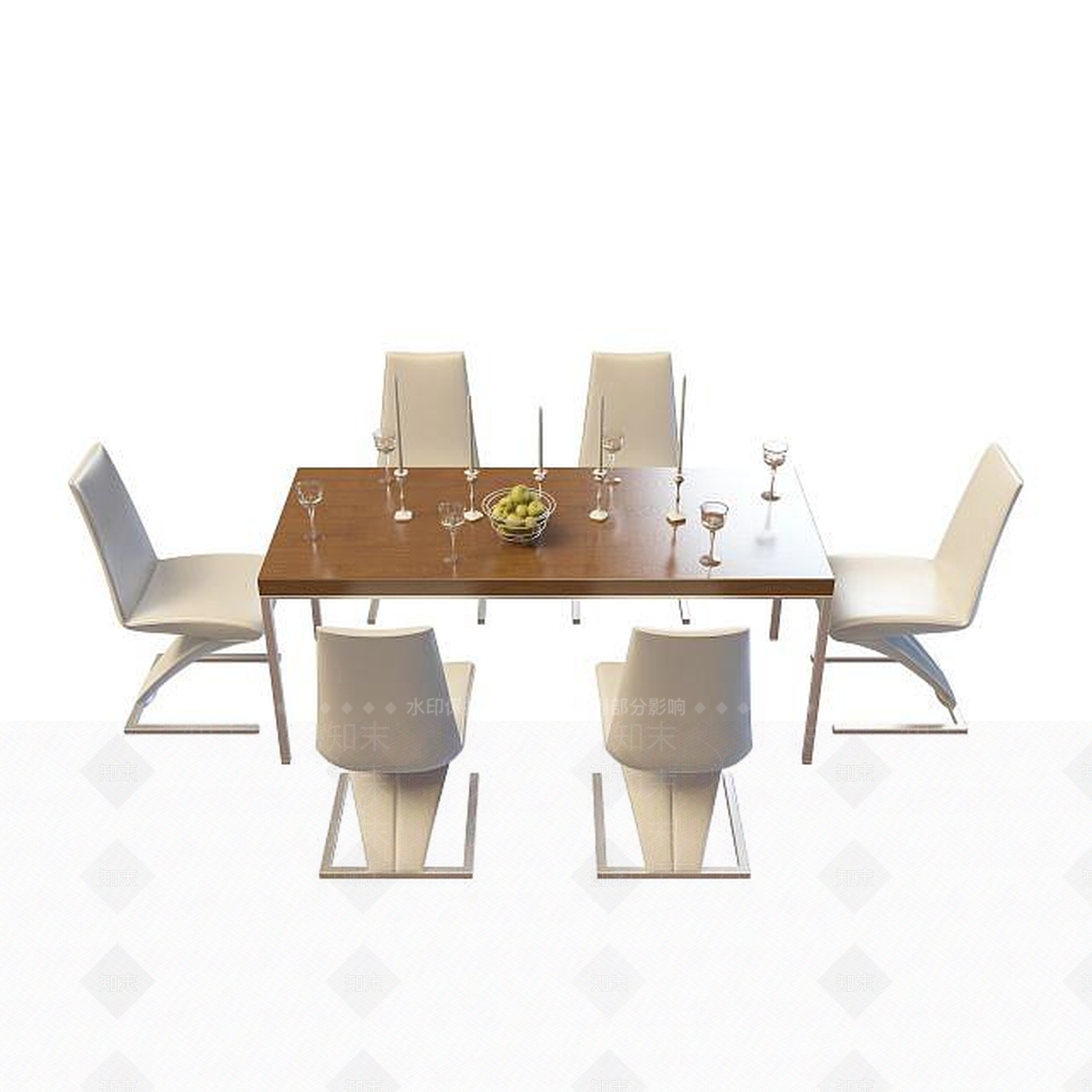 现代条形餐桌3D模型下载【ID:1195145691】