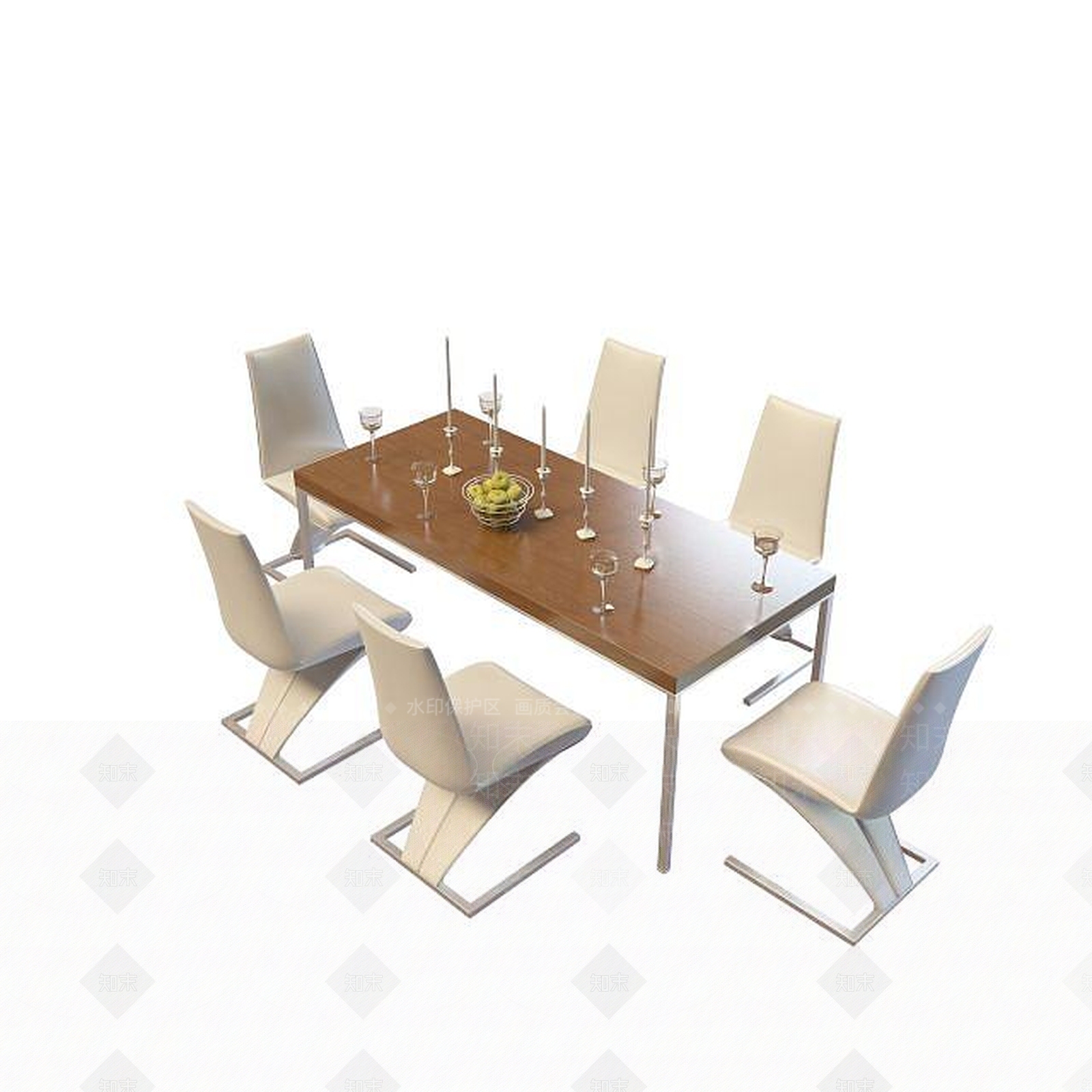 现代条形餐桌3D模型下载【ID:1195145691】