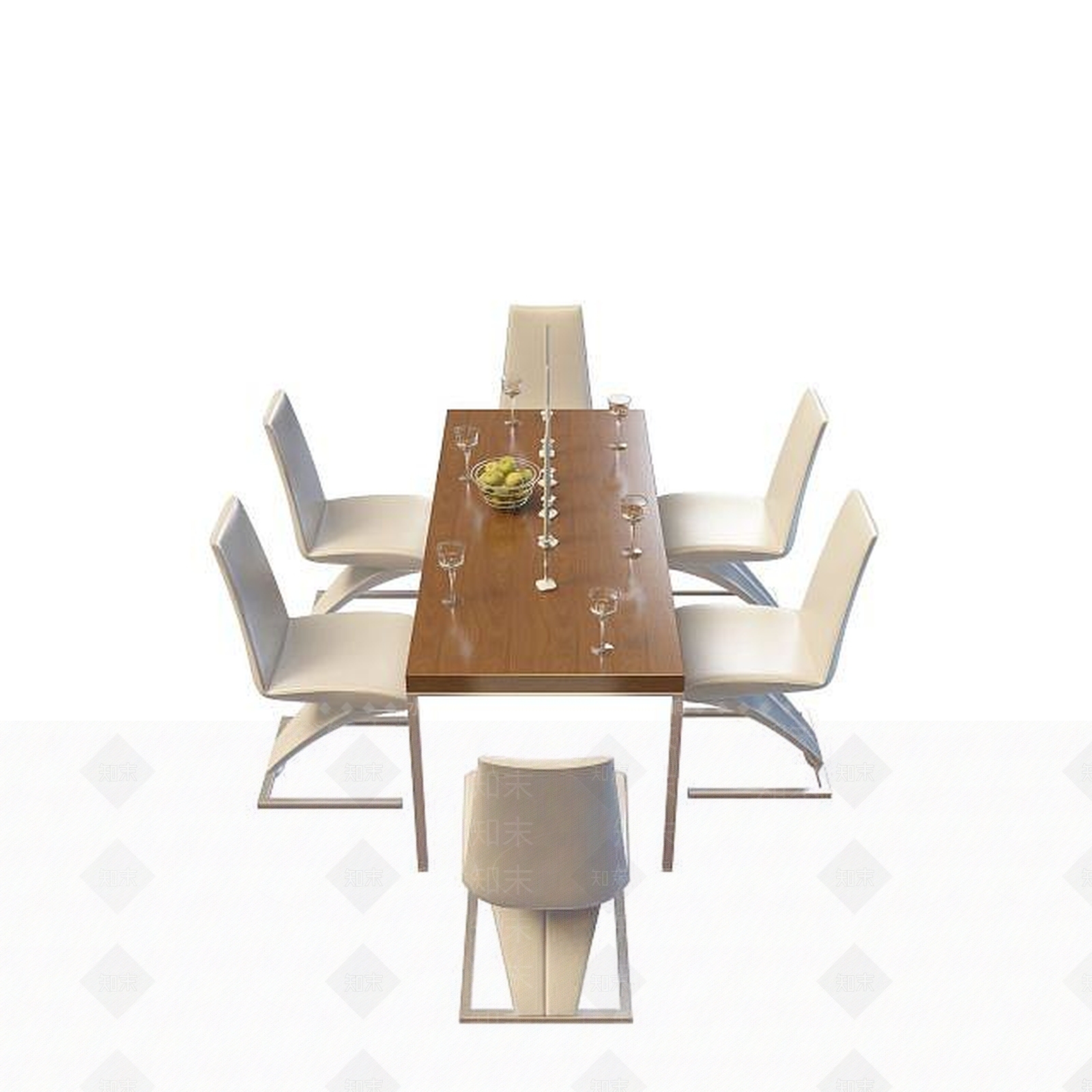 现代条形餐桌3D模型下载【ID:1195145691】