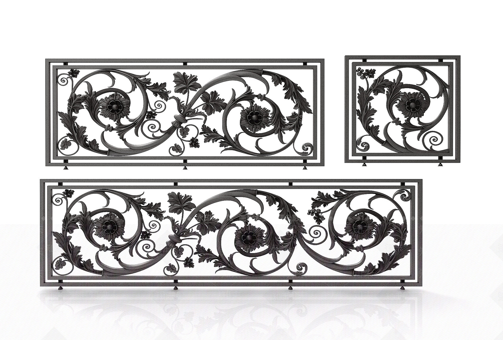 现代风格铁艺栏杆3D模型下载【ID:1195145672】