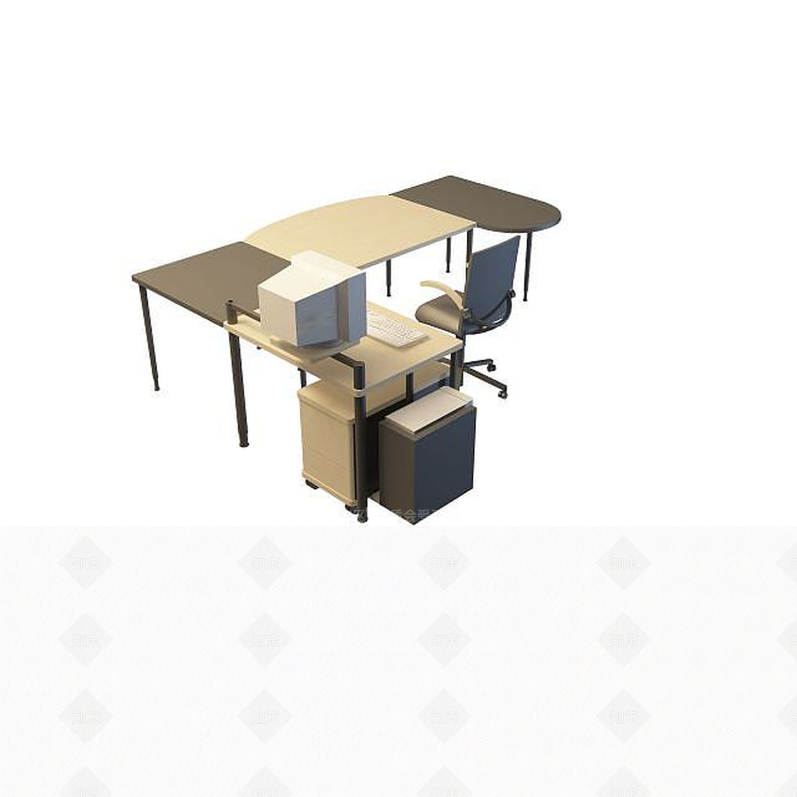 现代简约办公桌3D模型下载【ID:1195146706】