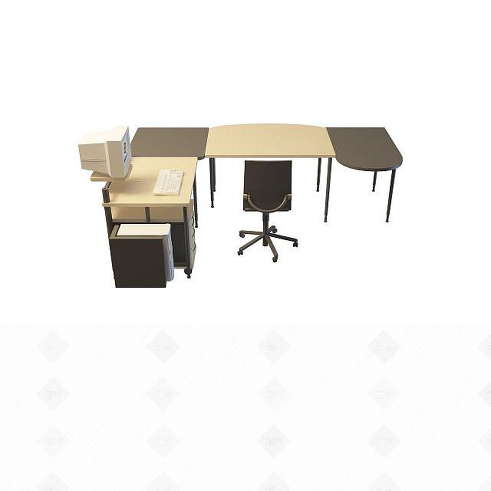 现代简约办公桌3D模型下载【ID:1195146706】