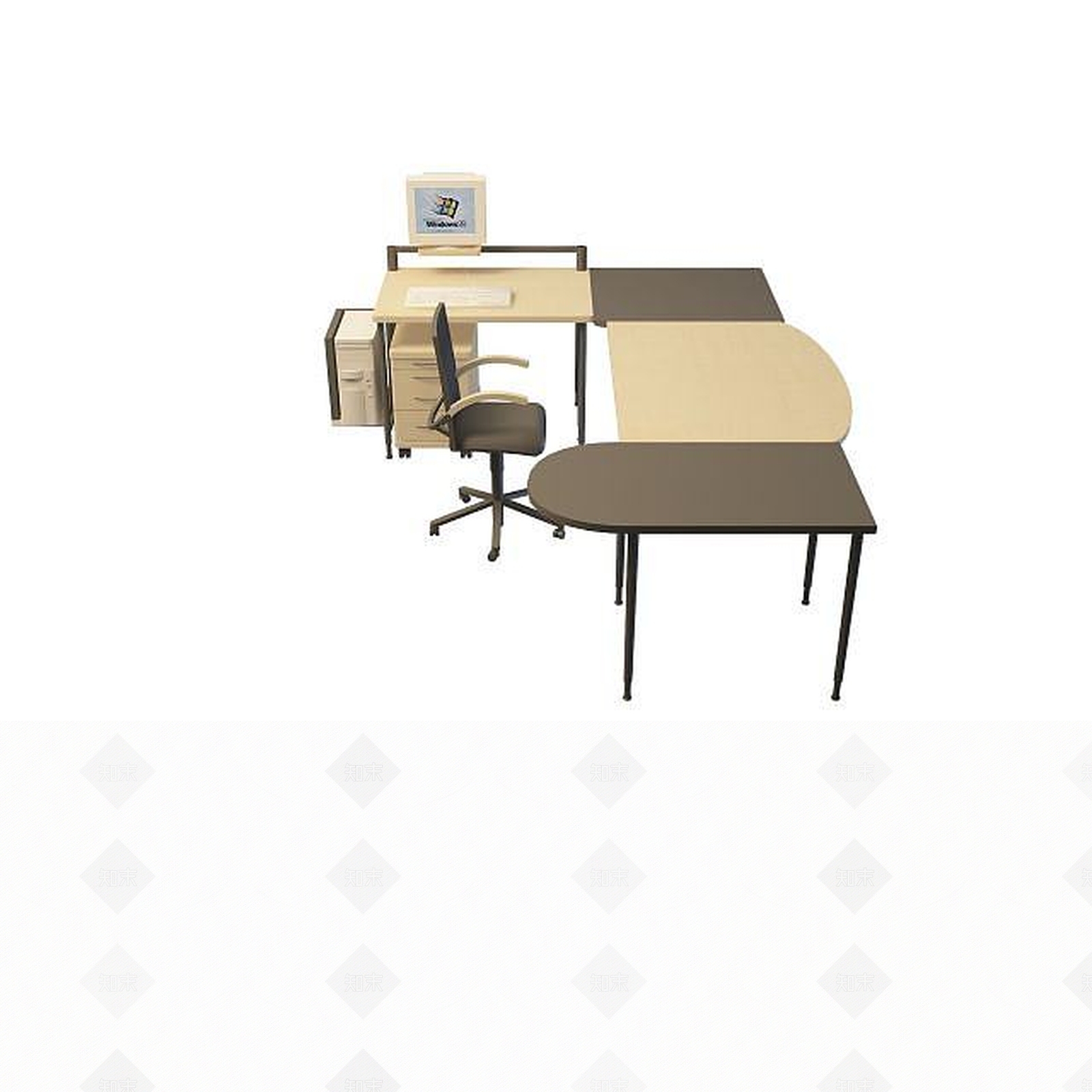 现代简约办公桌3D模型下载【ID:1195146706】