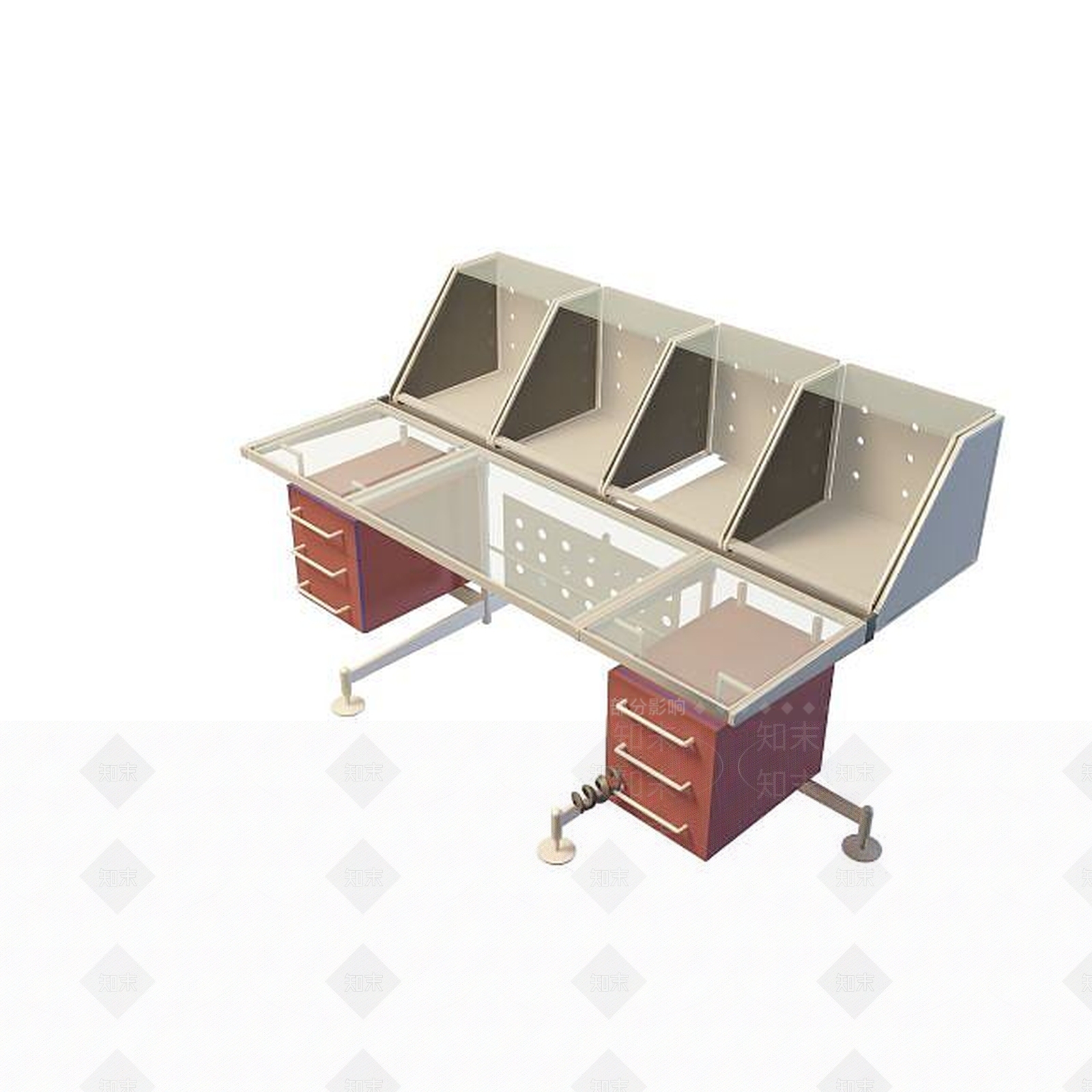 现代玻璃办公桌3D模型下载【ID:1195147895】