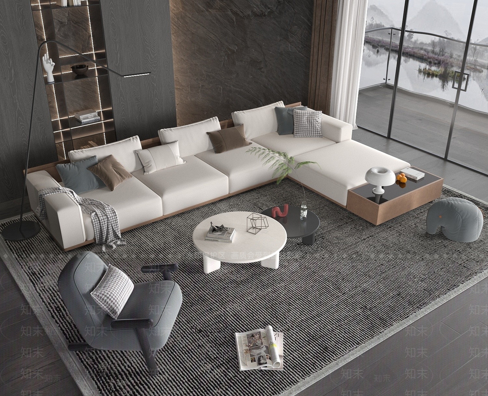 现代风格的沙发3D模型下载【ID:1195147999】