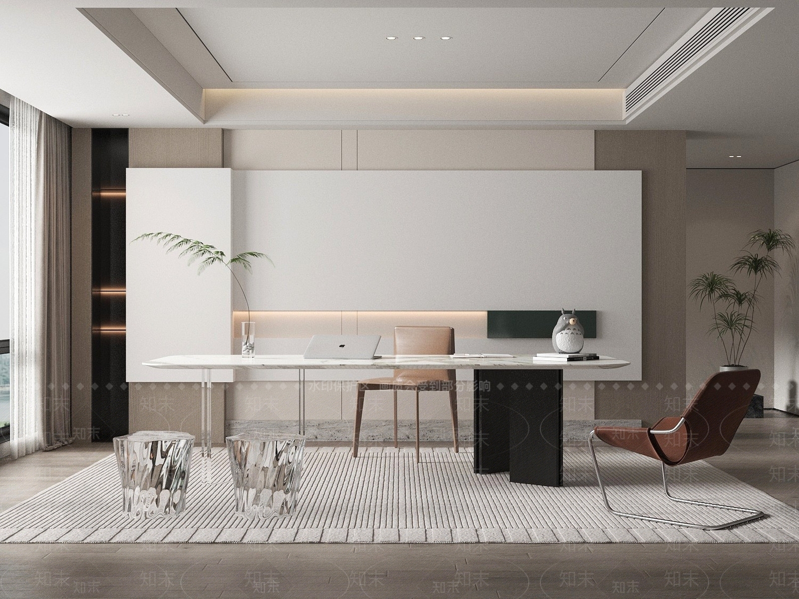 现代书房室内空间3D模型下载【ID:1195148019】