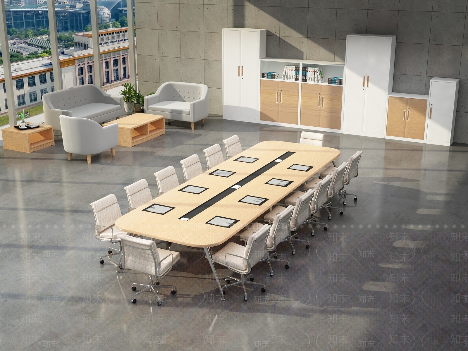 现代会议室办公家具会议桌3D模型下载【ID:1195148280】