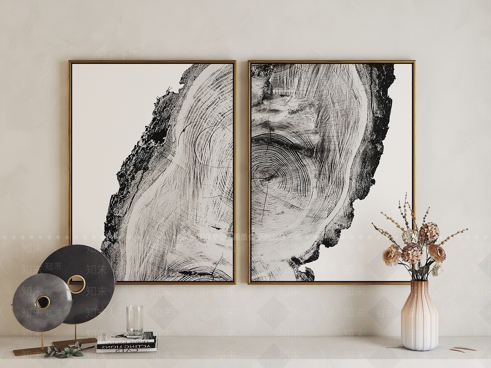 现代树干年轮艺术挂画3D模型下载【ID:1195149021】