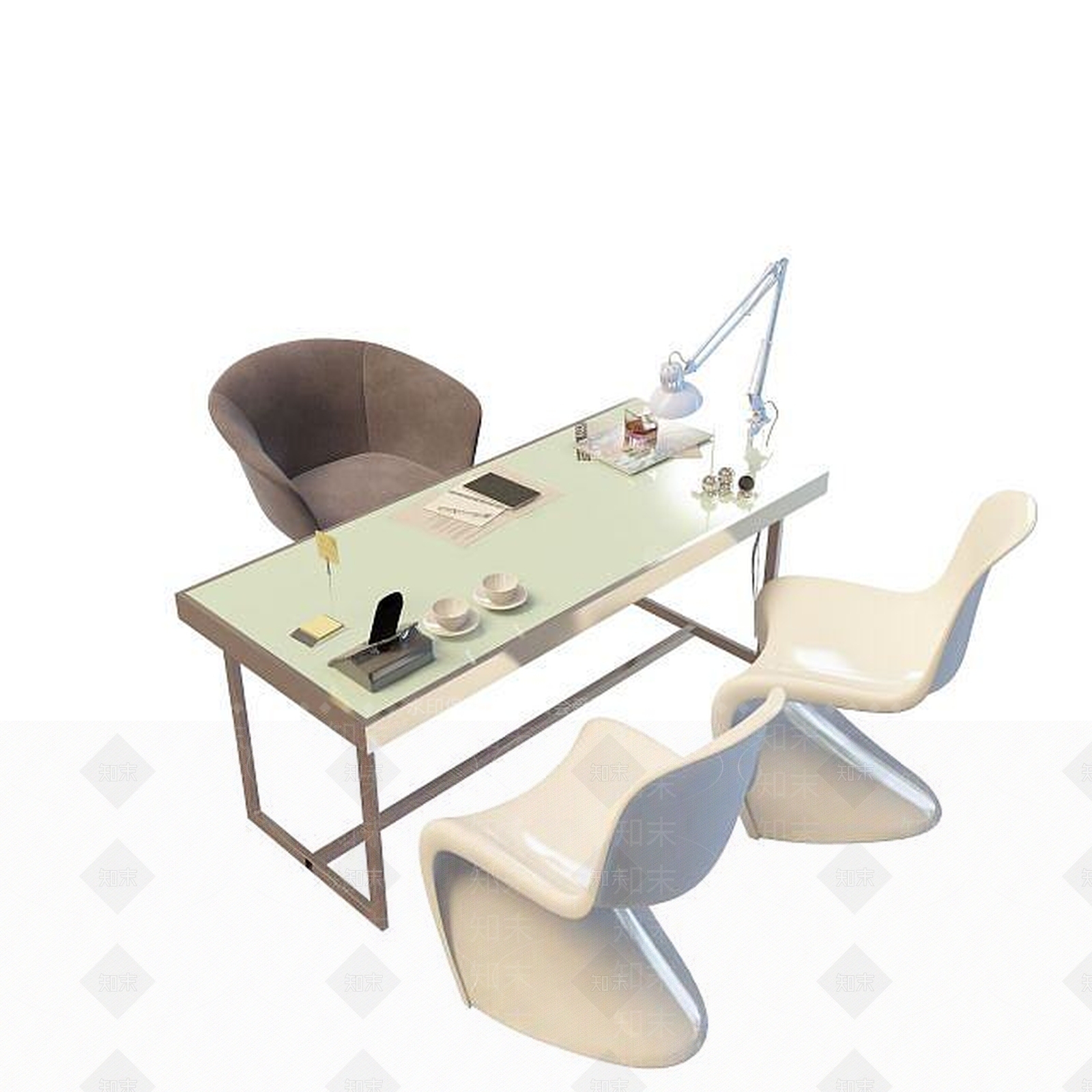 现代简约办公桌3D模型下载【ID:1195150510】