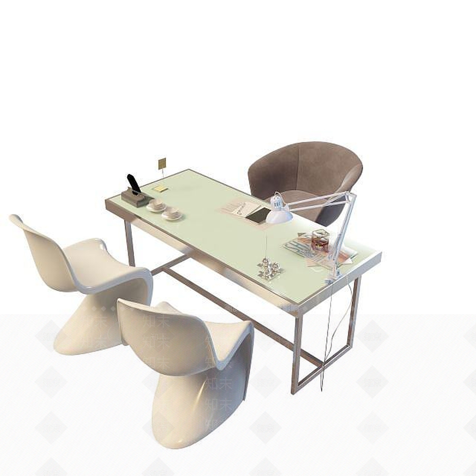 现代简约办公桌3D模型下载【ID:1195150510】
