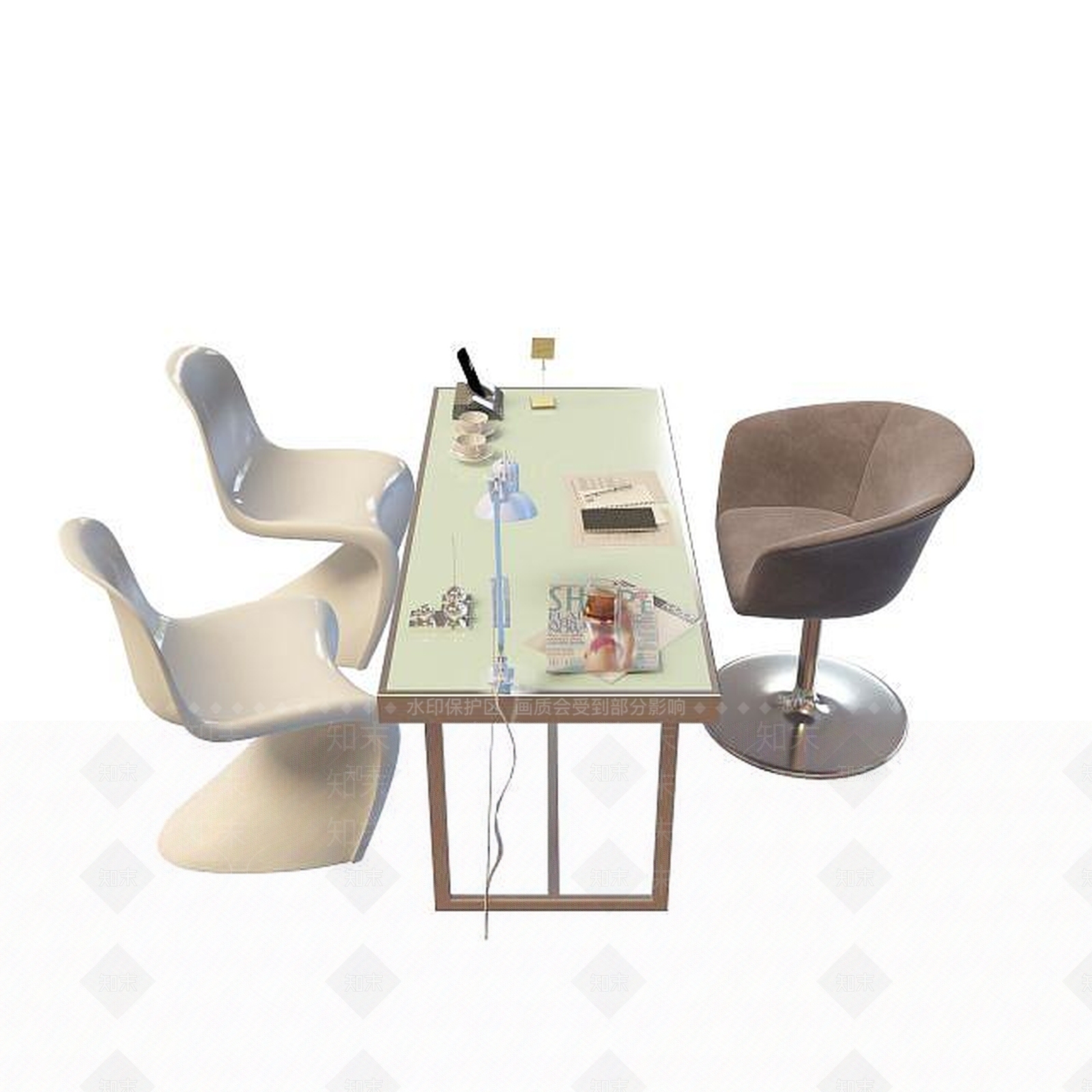 现代简约办公桌3D模型下载【ID:1195150510】
