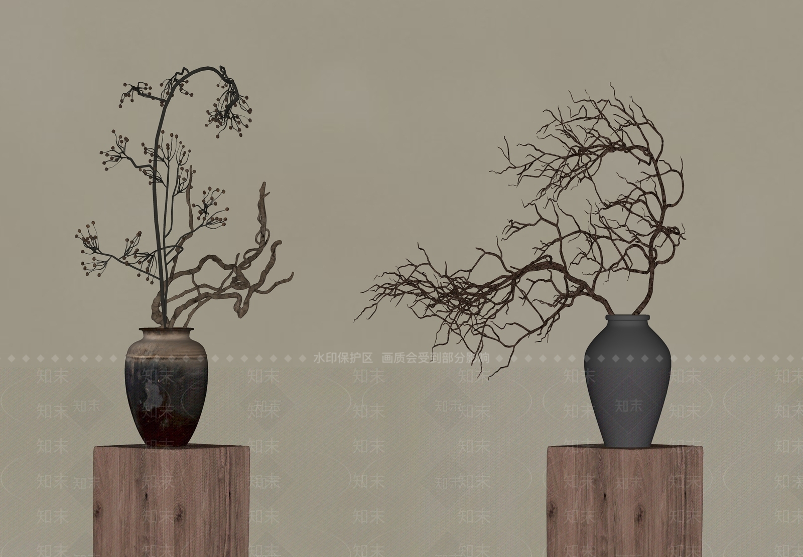 侘寂中古花瓶SU模型下载【ID:1195150955】