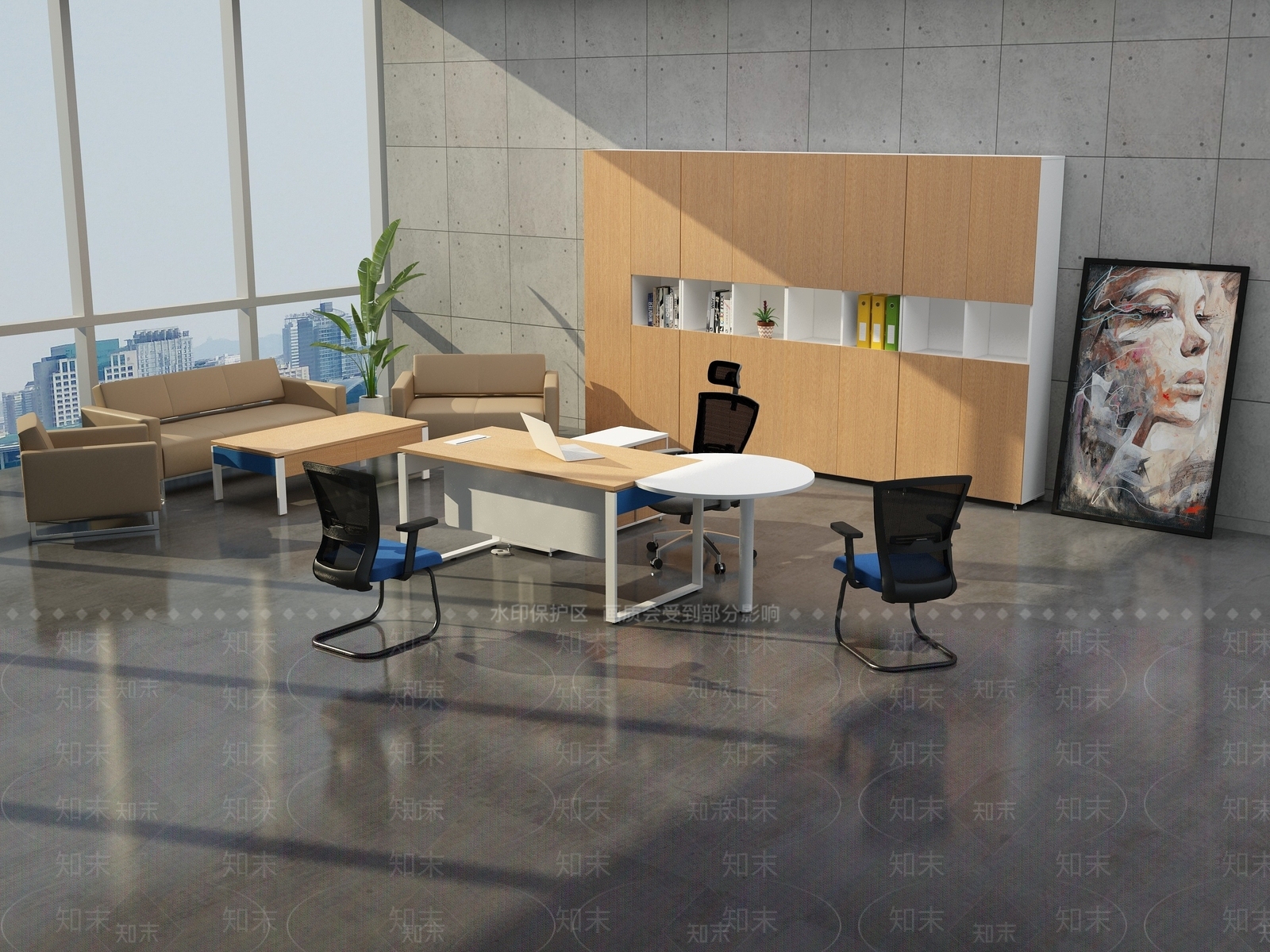 现代办公公家具场所3D模型下载【ID:1195151306】