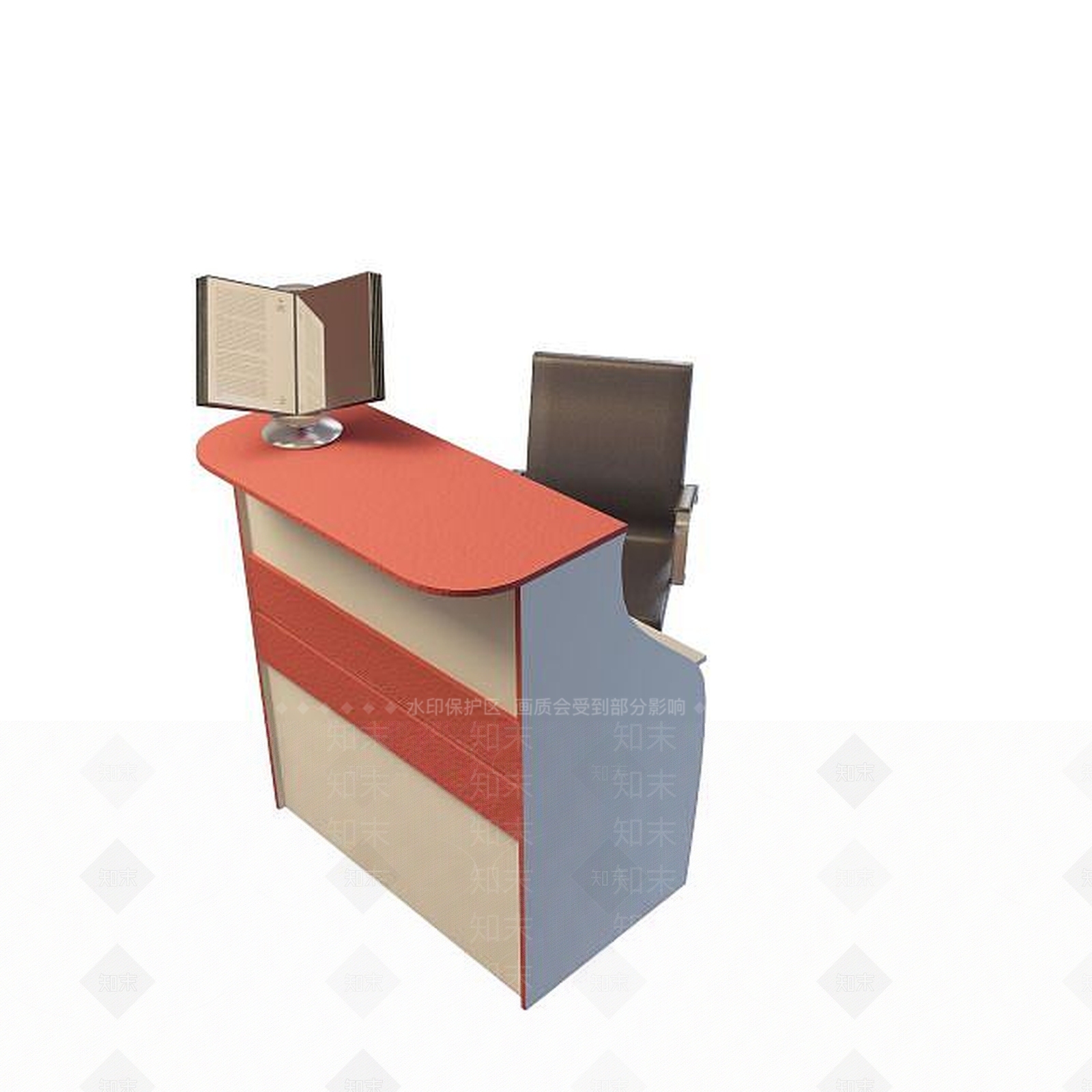 现代前台电脑桌3D模型下载【ID:1195152619】