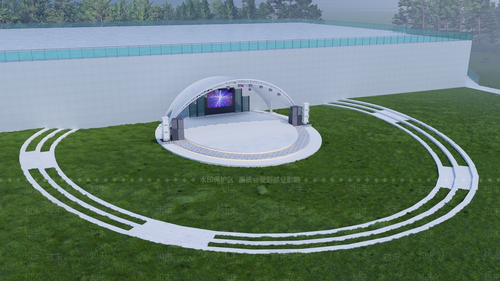 现代广场舞台SU模型下载【ID:1195153135】