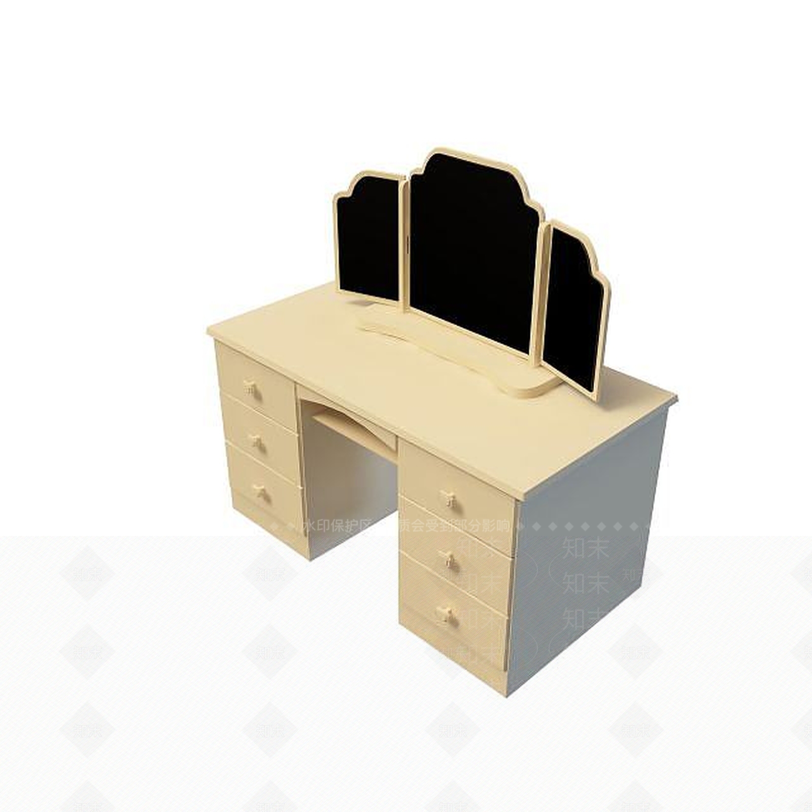 现代抽屉式梳妆桌3D模型下载【ID:1195153299】