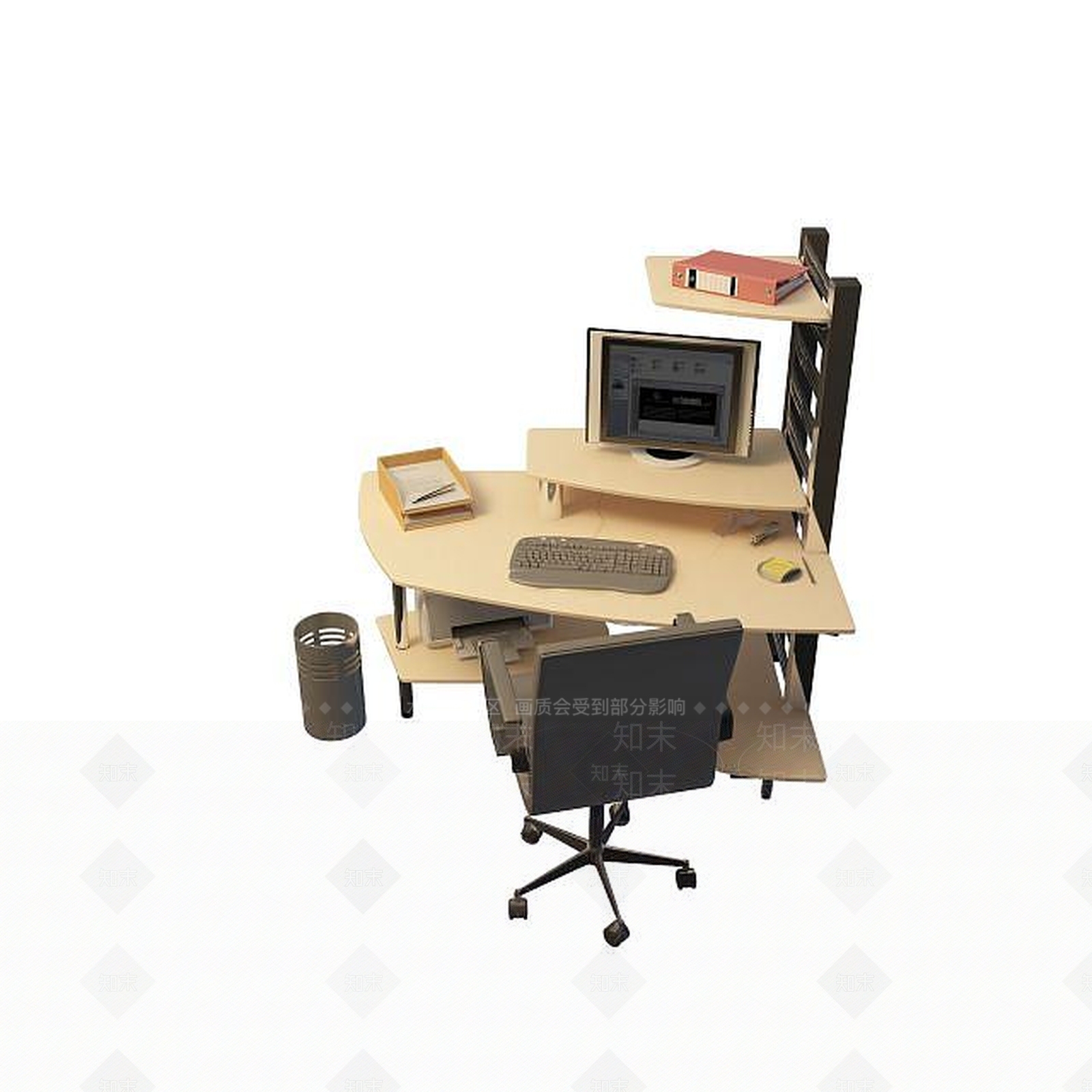 现代时尚电脑桌3D模型下载【ID:1195153313】