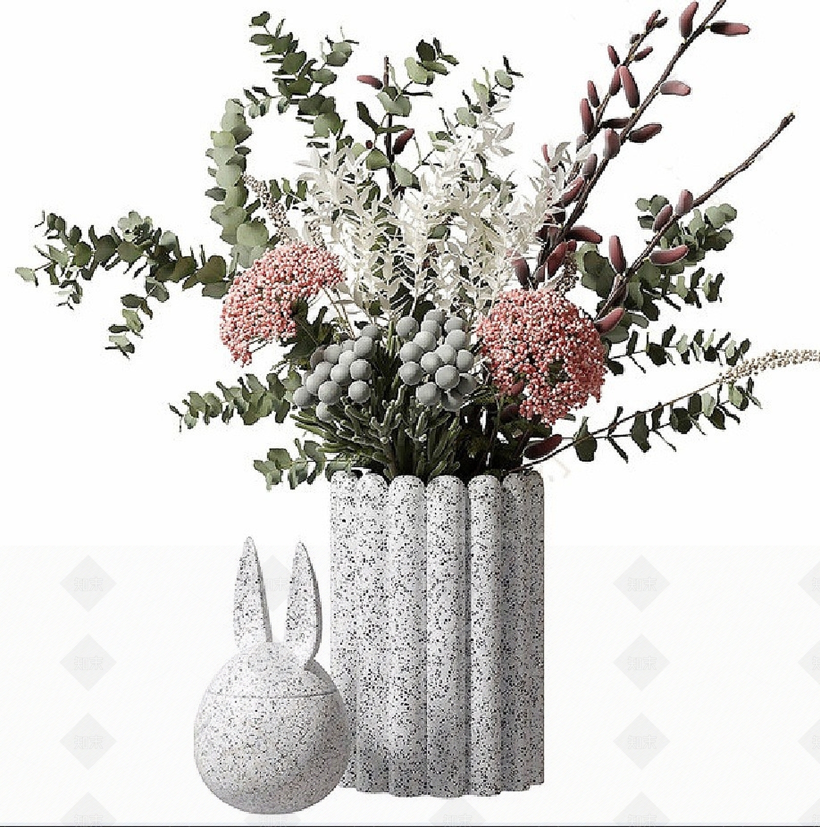 现代精美经典装饰盆花3D模型下载【ID:1195153543】