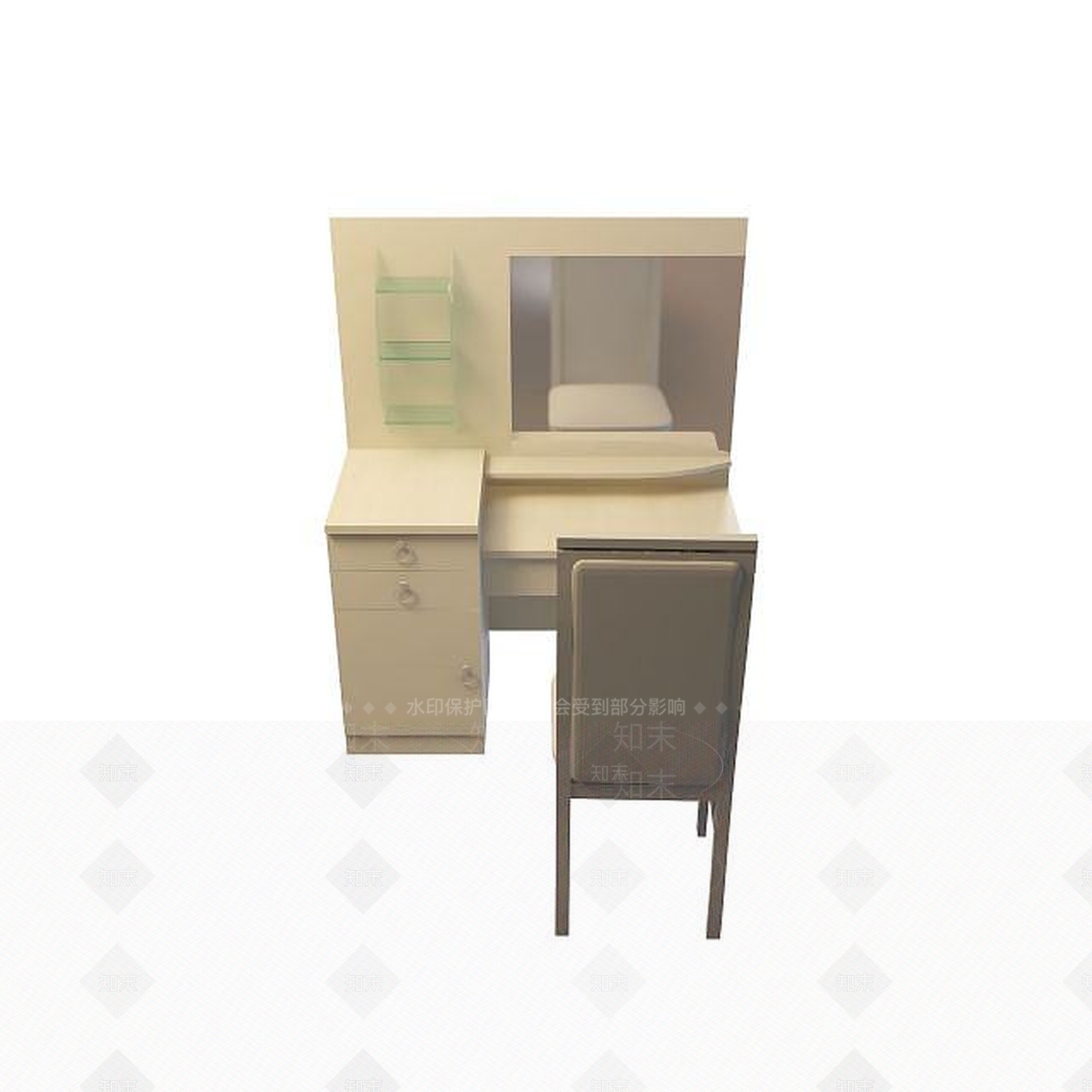 现代简约梳妆桌3D模型下载【ID:1195153517】