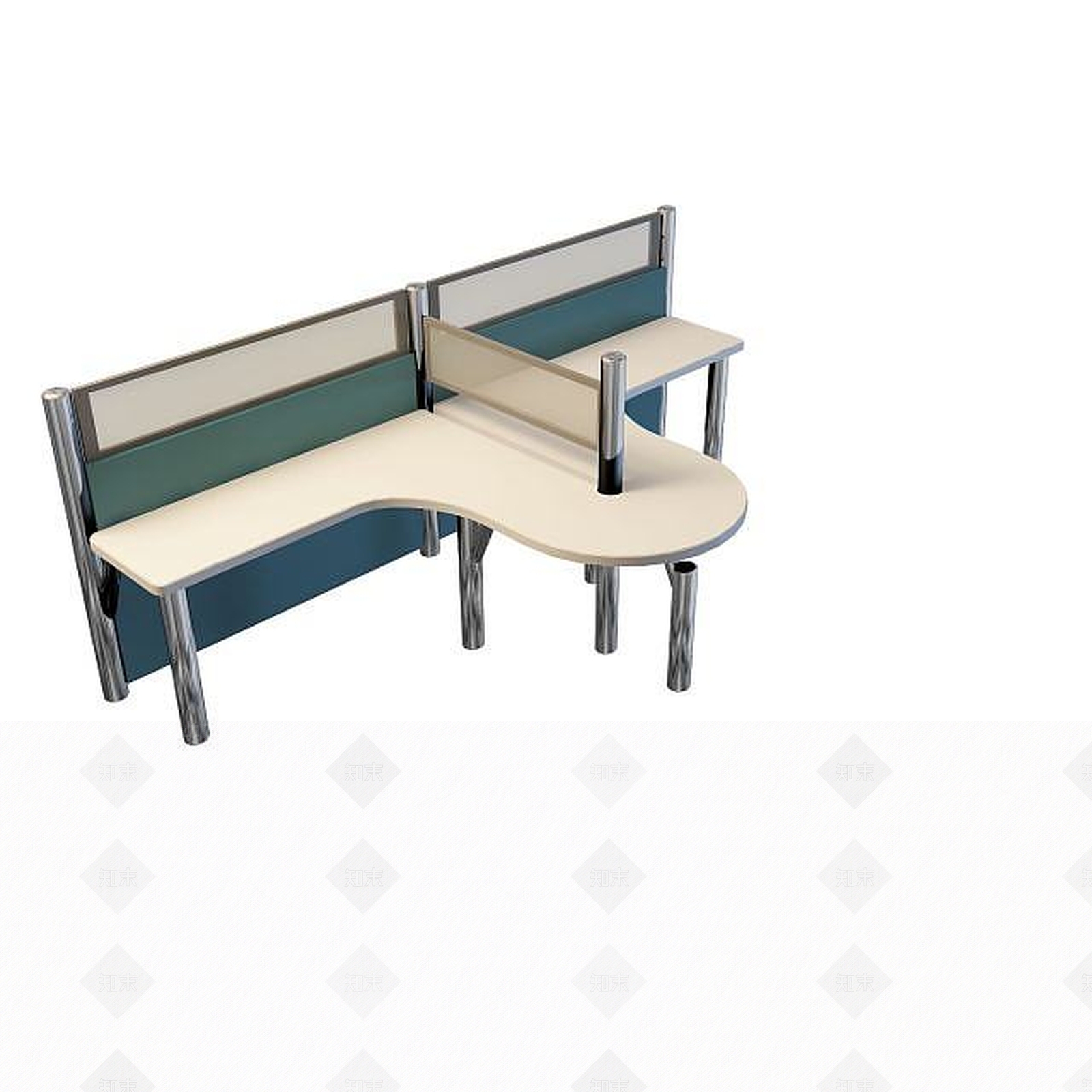现代隔断办公桌3D模型下载【ID:1195153627】