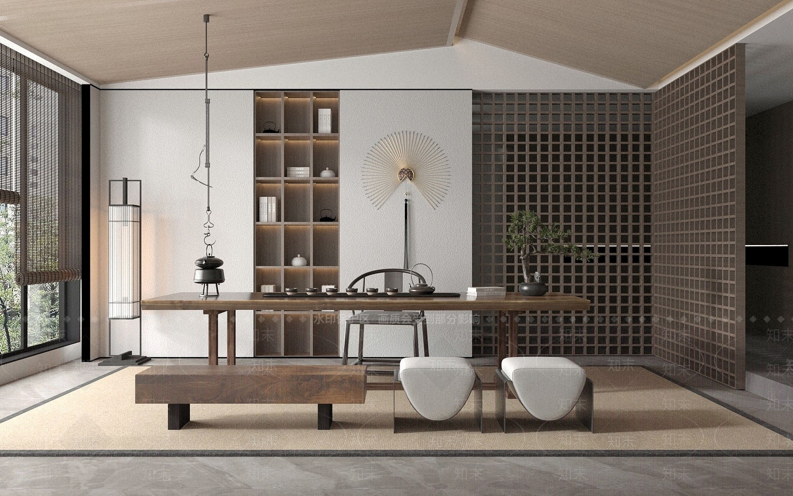 新中式茶室3D模型下载【ID:1195157428】