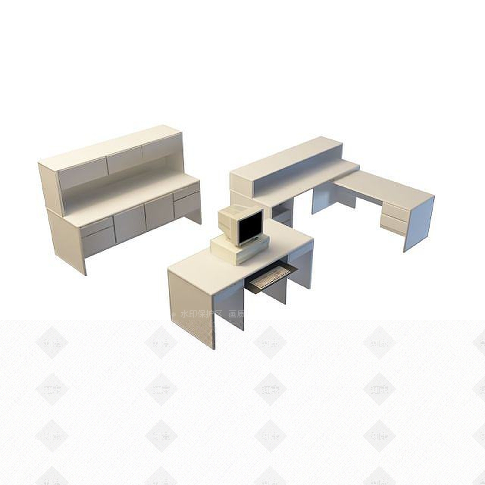 现代办公桌3D模型下载【ID:1195157459】