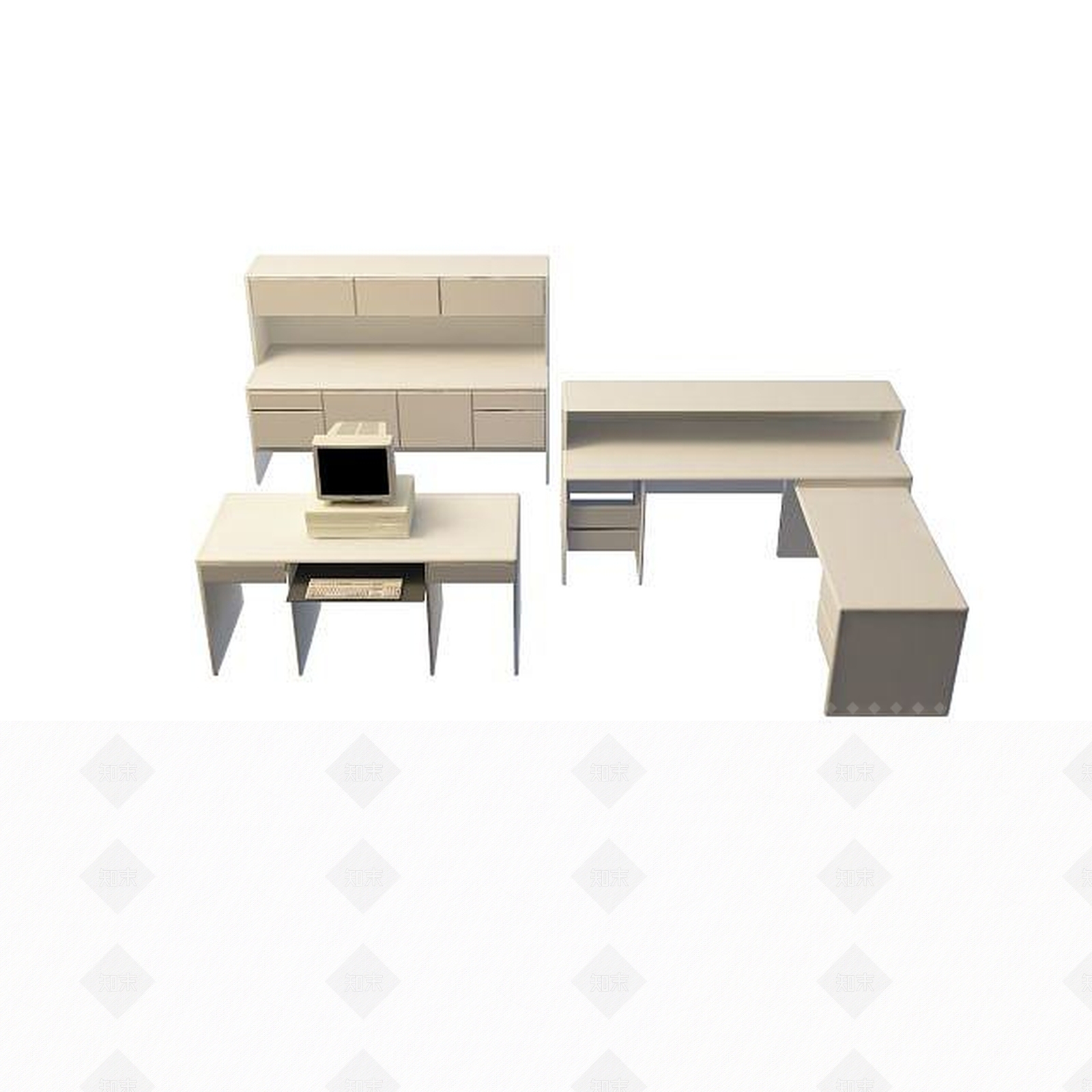 现代办公桌3D模型下载【ID:1195157459】